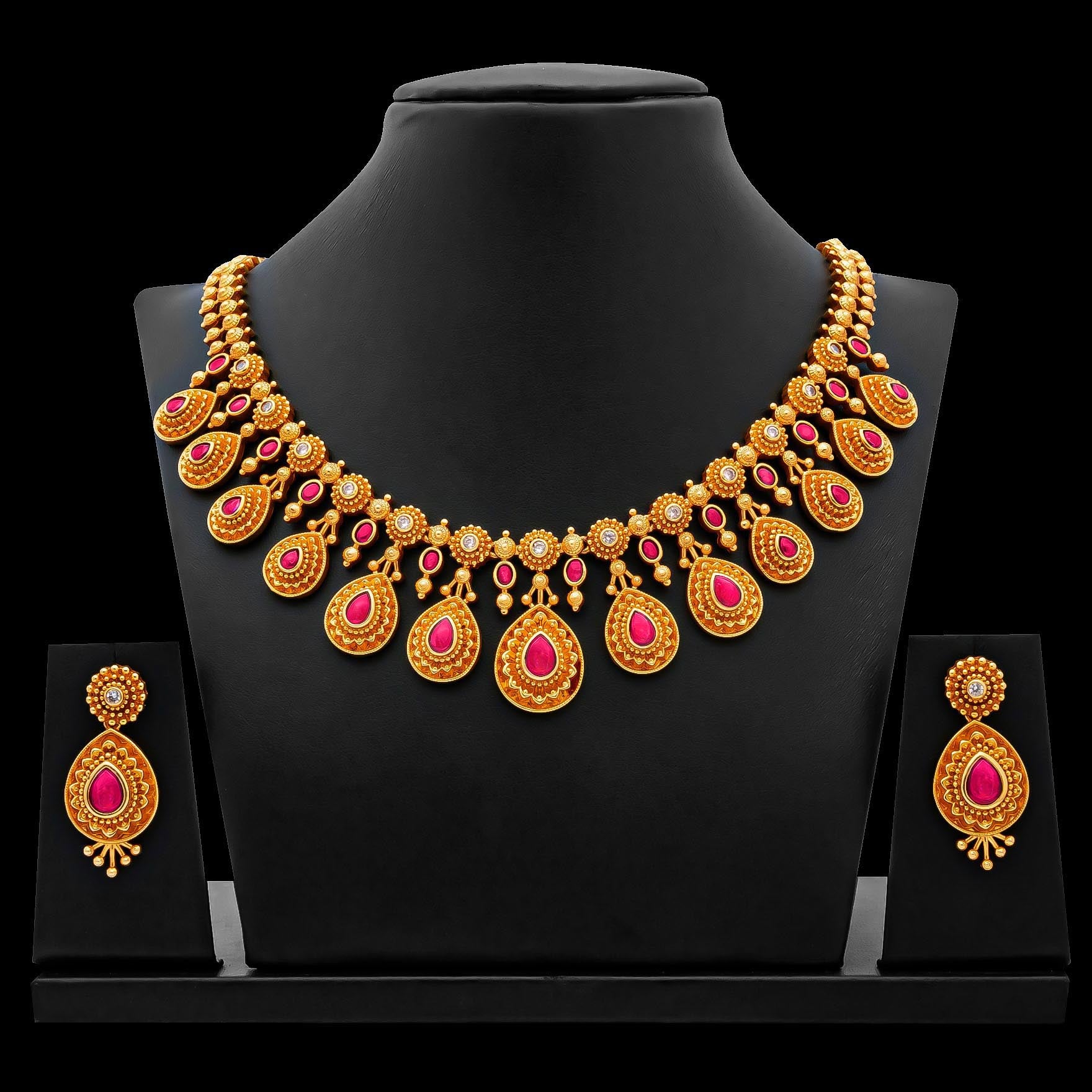 SRESHTA COLLECTION GERU NECKLACE WITH STUD PSGRNSSR55WR-037, PSGRHSTSR21WR-081