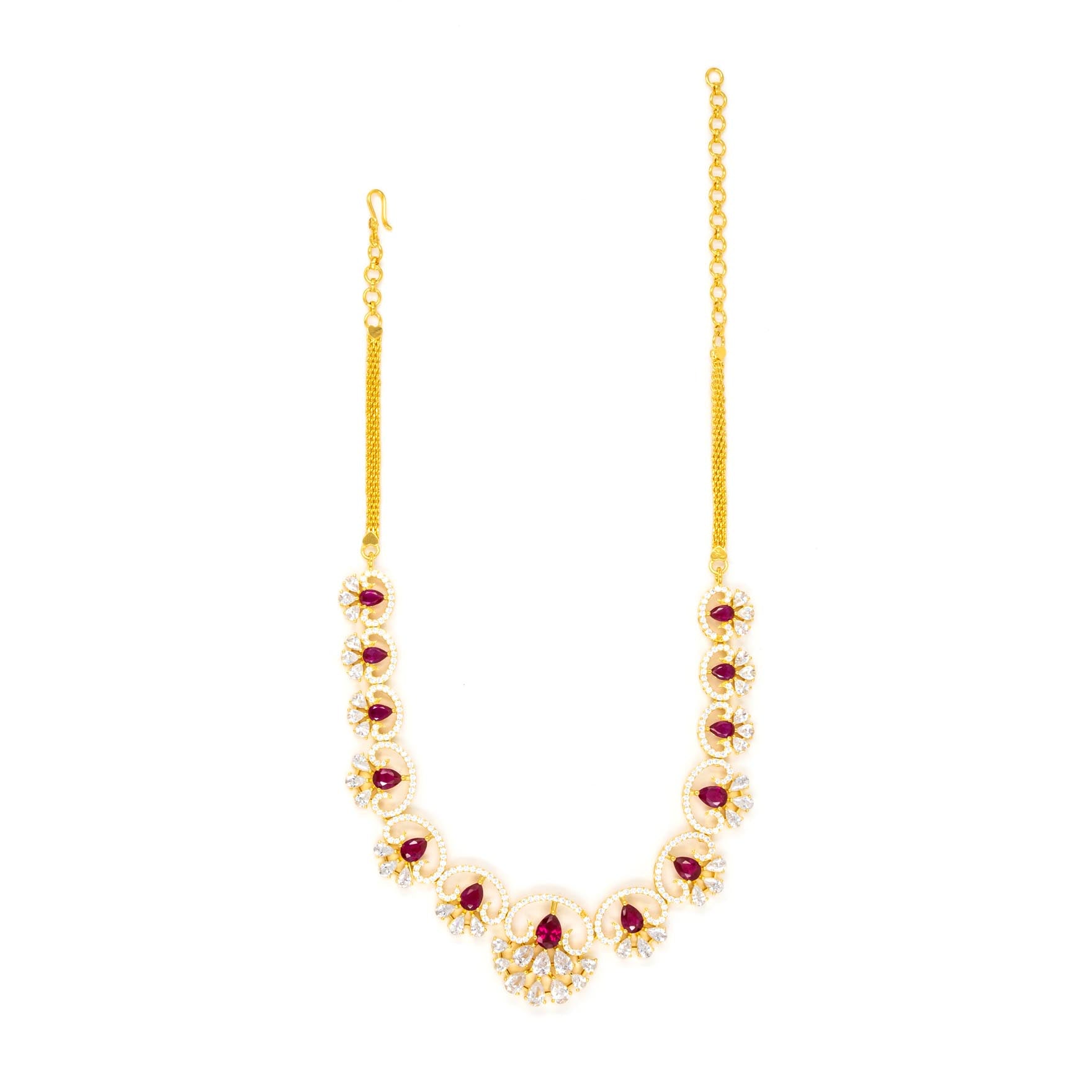 24ct Gold Layered Stone Necklace with stud PMSNS3WR-009, PMSHST12WR-022