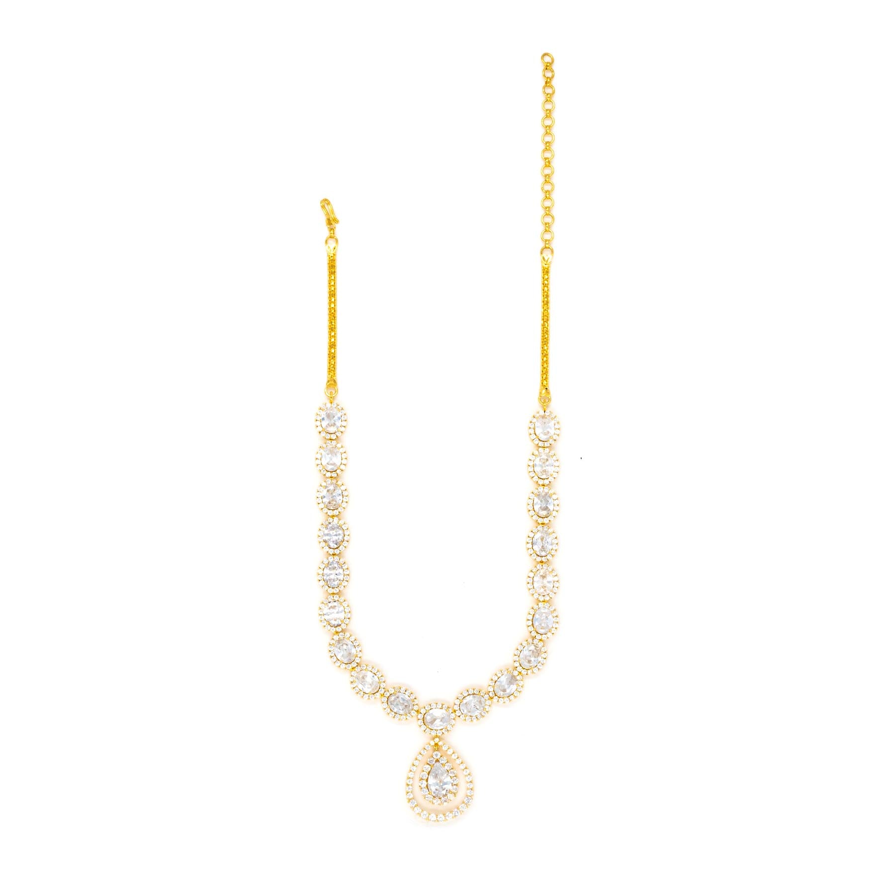 PREMIUM STONE NECKLACE SHORT WITH STUD PMSNS17W-009, PMSHST28W-082
