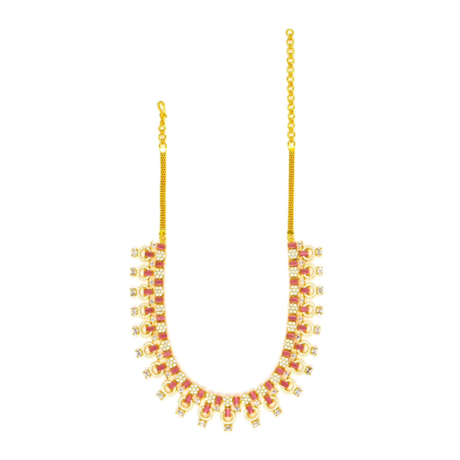 PREMIUM STONE NECKLACE SHORT WITH STUD PMSNS10WPN-009, PMSHST14WPN-002