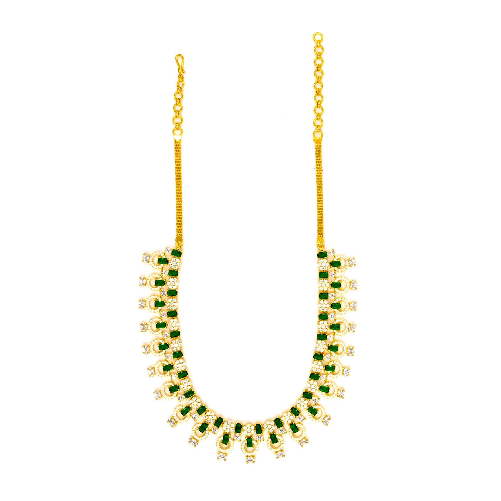 PREMIUM STONE NECKLACE SHORT WITH STUD PMSNS10WG-009, PMSHST14WG-002