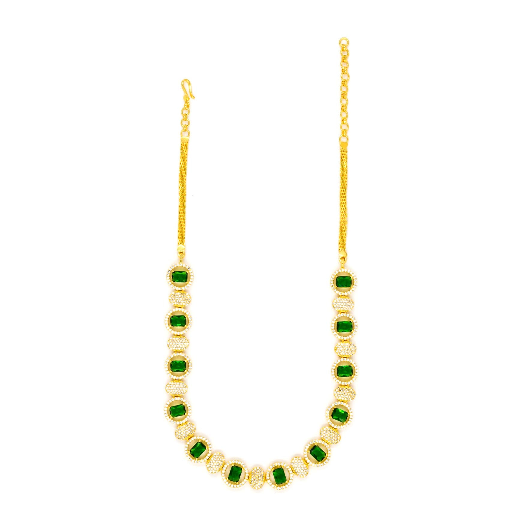 PREMIUM STONE NECKLACE SHORT WITH STUD PMSNS28WG-009, PMSHST60WG-082