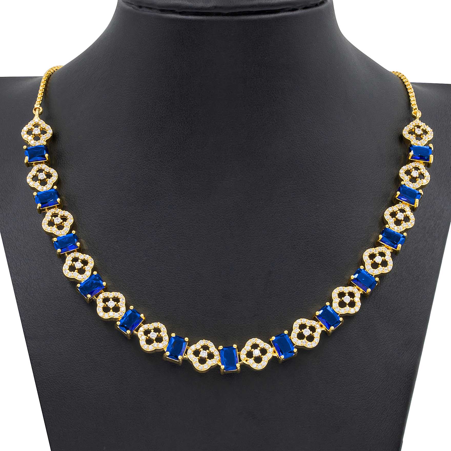 Stone Necklace with Stud PMSNS23WBL-007,PMSHST40WBL-052