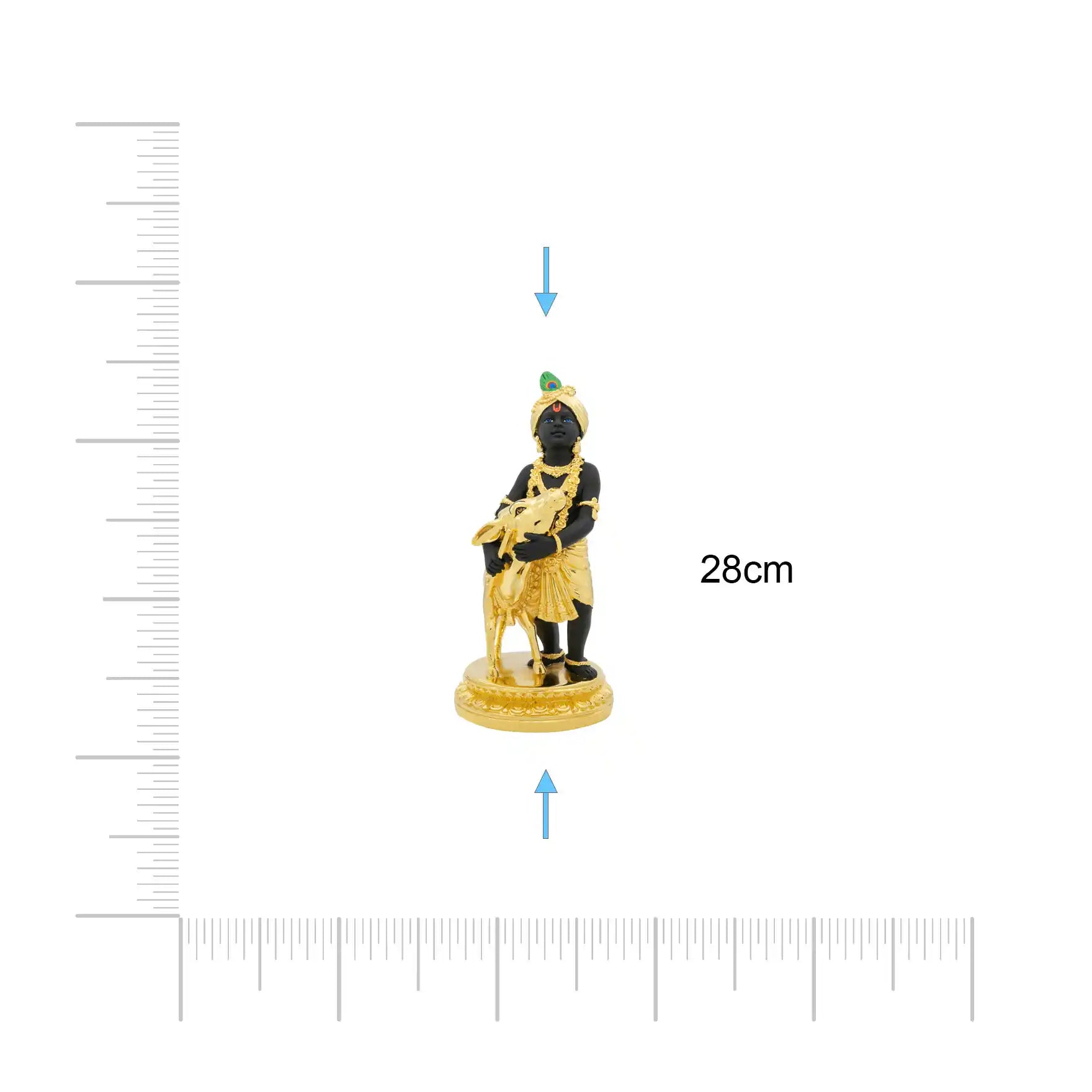 Lord Krishna Idol – Gold Plated Figurine with Cow – Gopala Murti (Hindu Spiritual Statue) – Pooja & Home Décor | PIDRBKR8-0051
