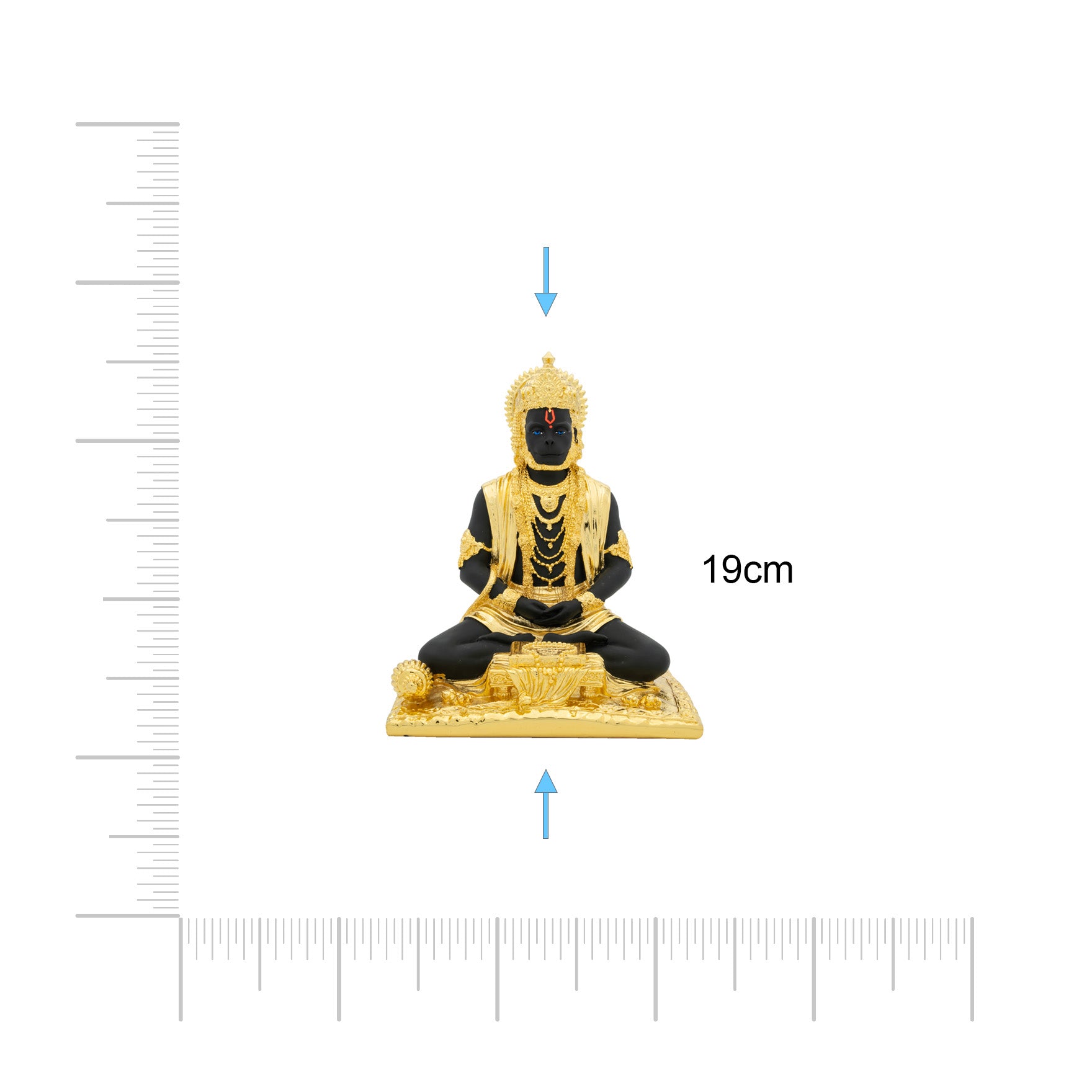 MEDITATING HANUMAN IDOL – Gold Layered Temple Style Figurine – Hindu Spiritual Statue – Pooja & Home Décor | PIDRBH2-0041