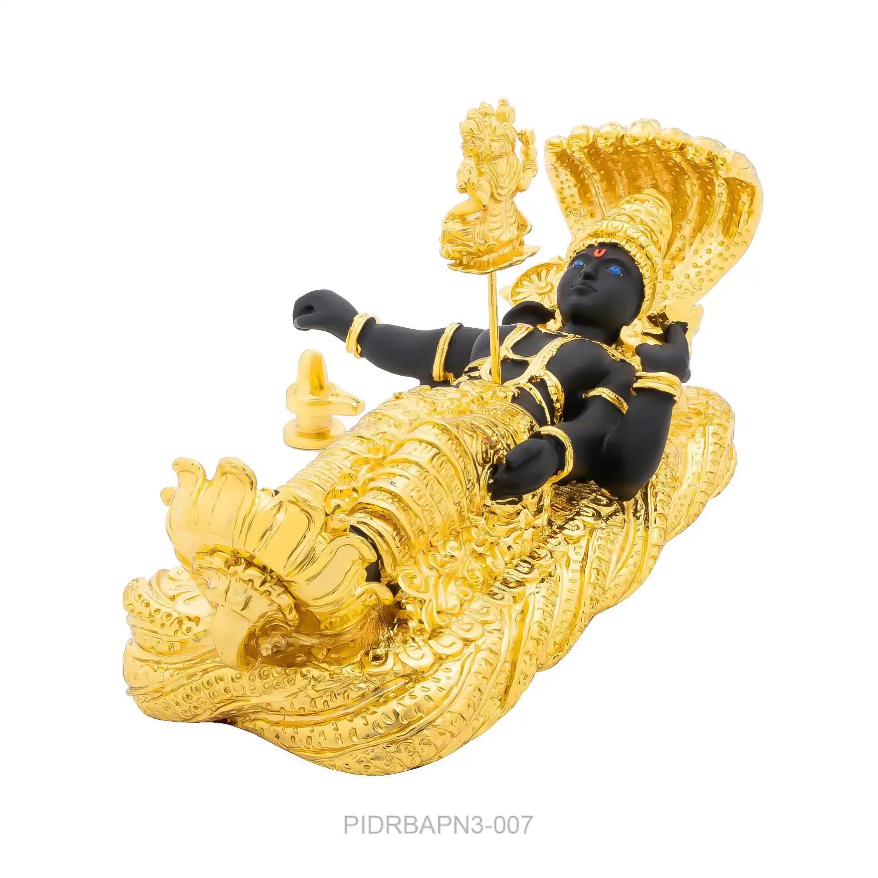 Lord Vishnu Idol – Ananta Sheshashayi Figurine – Hindu Spiritual Statue of Reclining Narayana – Pooja & Home Décor
