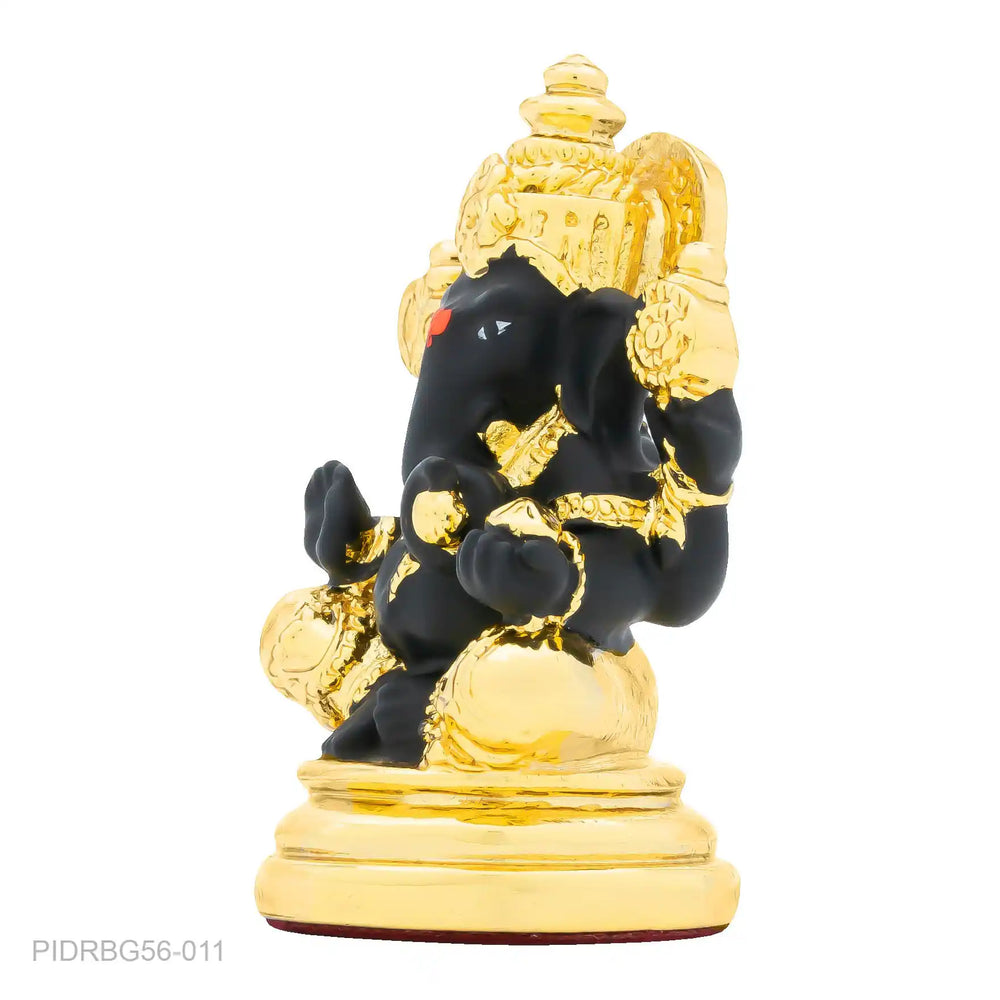 Ganesha Black Base Ornate Resin Idol