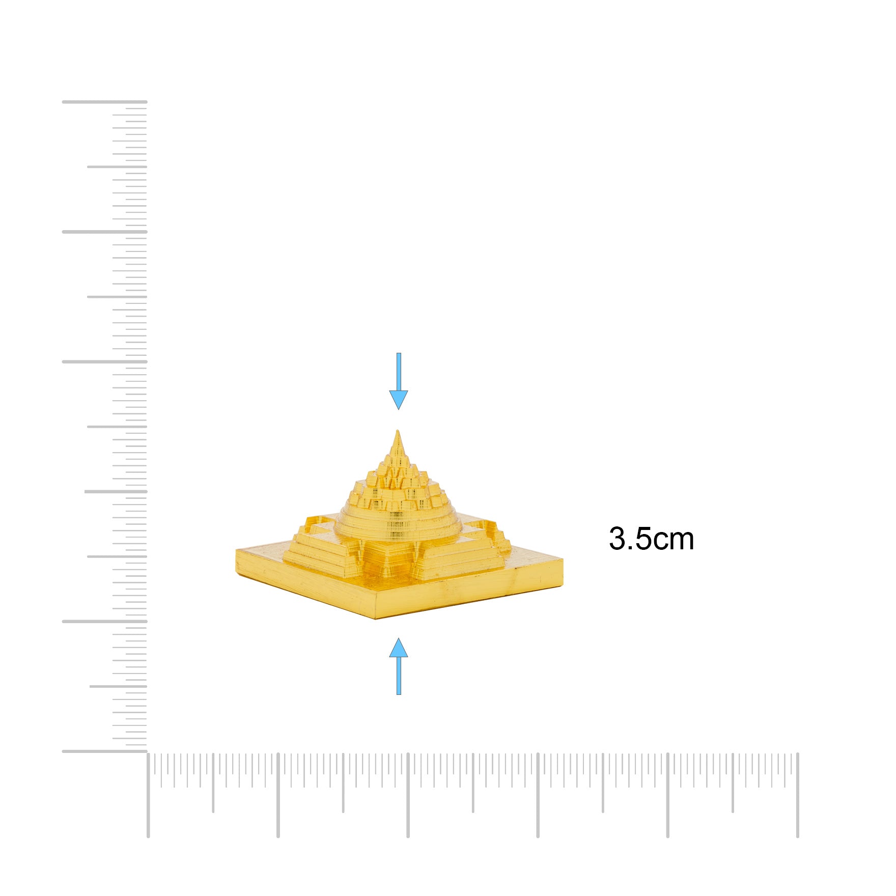 Sri Chakra Meru Idol – Gold Plated Pyramid Shree Yantra – Spiritual Figurine – Vastu & Meditation Décor | PIDMUI-052