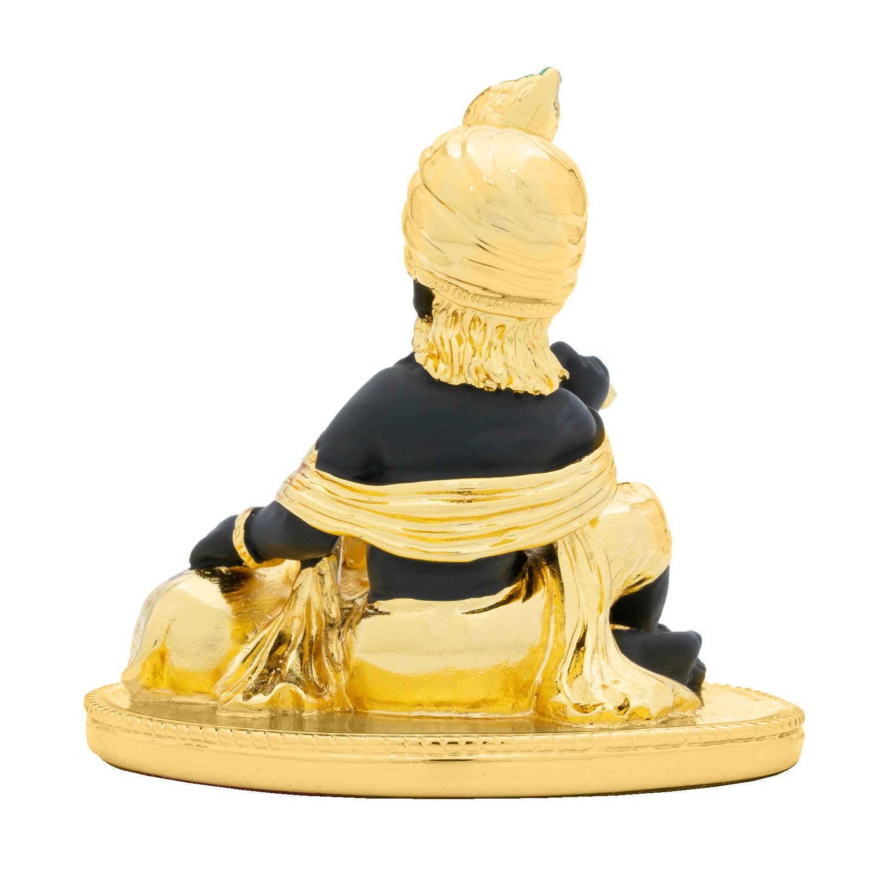 Lord Krishna Idol – Gold Layered Figurine with Flute – Bal Gopal Murti with Cow (Hindu Spiritual Statue) – Pooja & Home Décor | PIDRBKR15-082