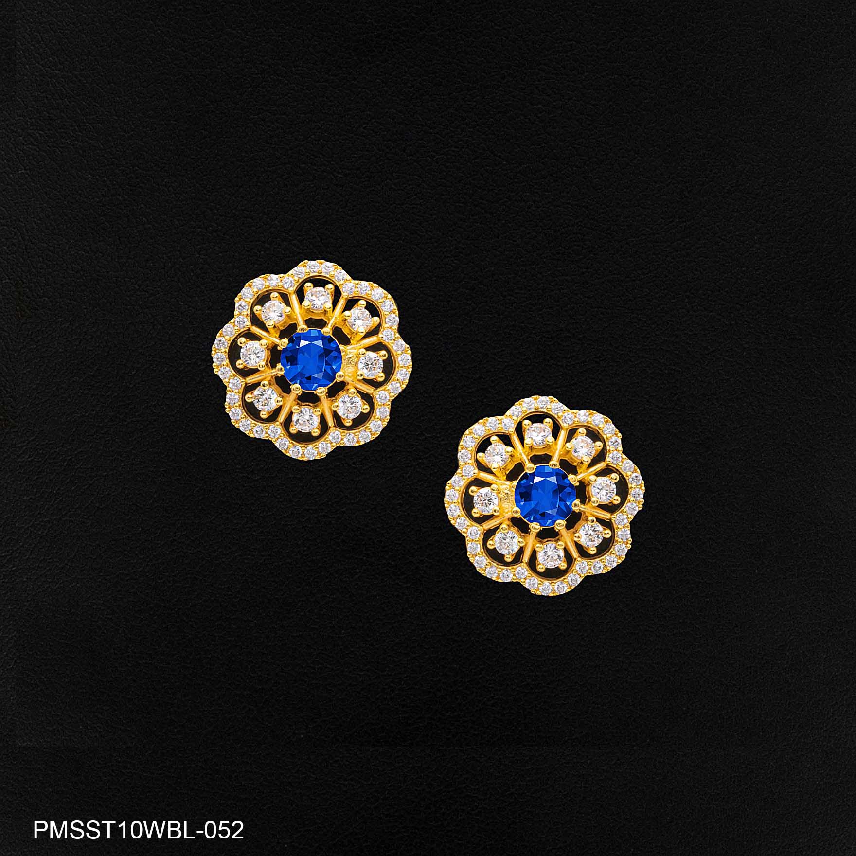 1 Gram Gold Plated Blue Stone Earrings | Parakkat Jewels