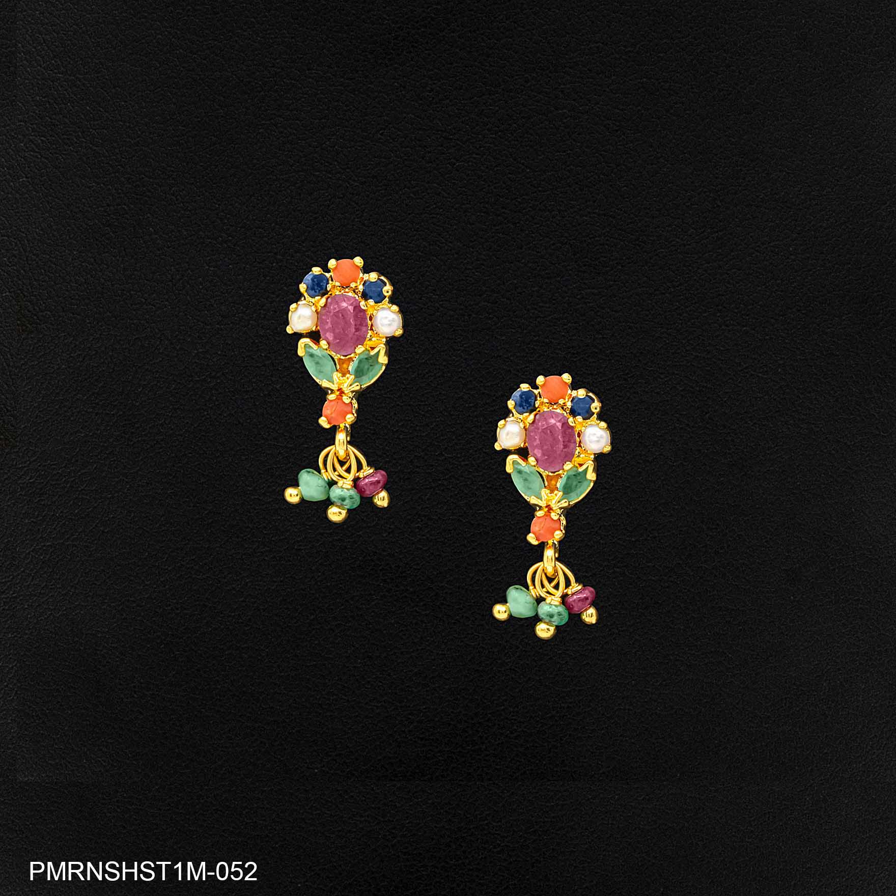 Gold Plated Multi Color Stone Earrings | Parakkat Jewels