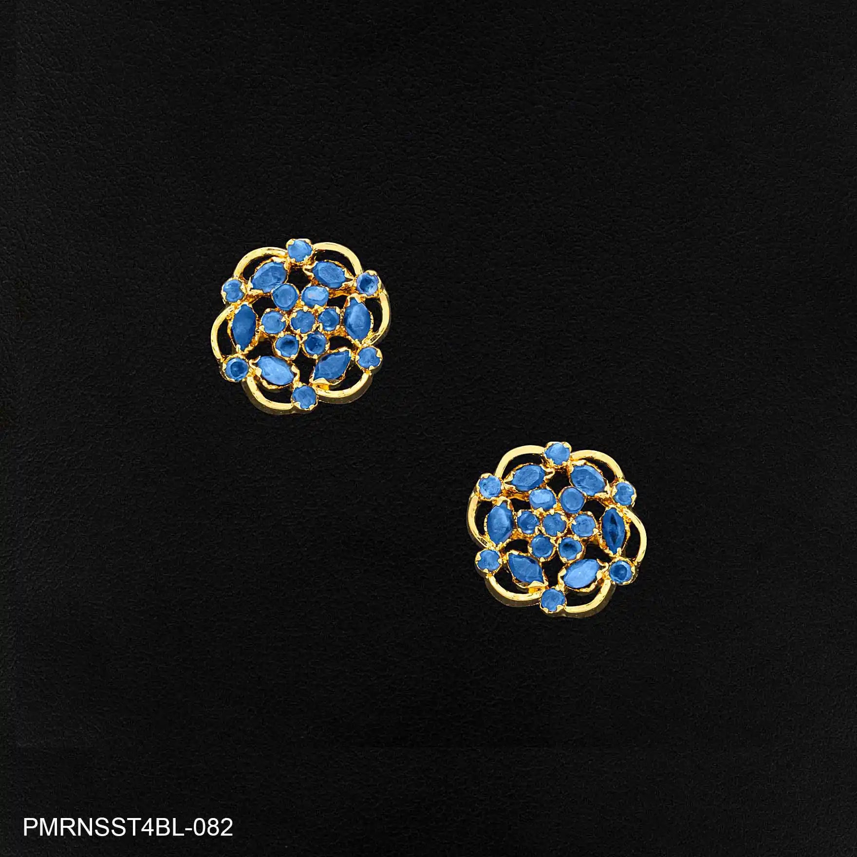 Gold Plated Blue Stone Earrings for Women Online | Parakkat Jewels