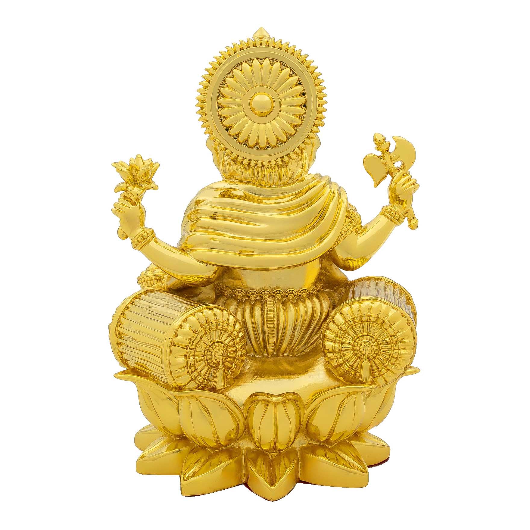 Ganesha Idol – Gold Plated – Seated Lalitasana Design with Ornate Throne – Home Temple & Festive Decor (Ganpati Murti / Vinayaka Statue) | PIDRGG60-0081