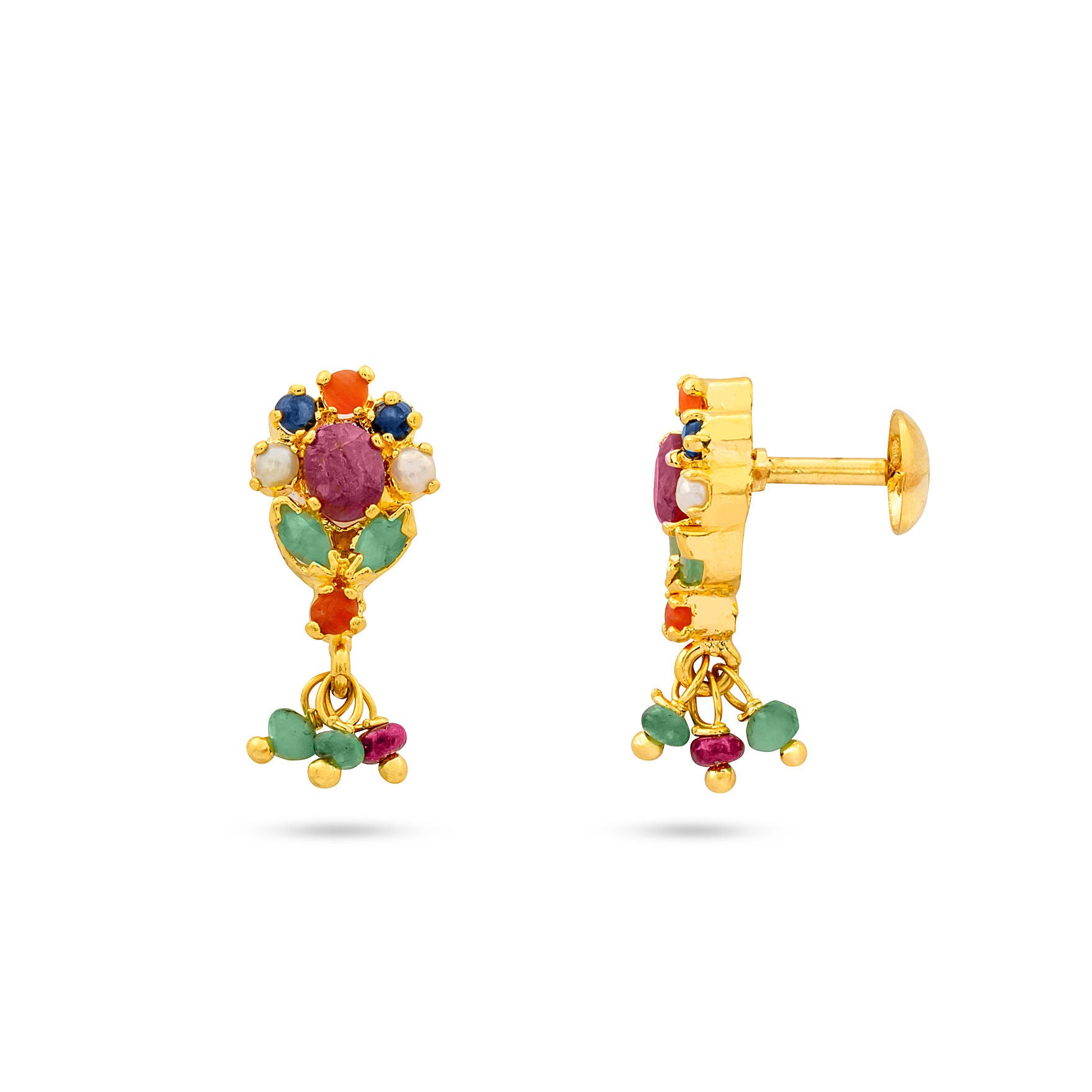 Shop Gold Plated Multi Color Stone Earrings Online | Parakkat Jewels