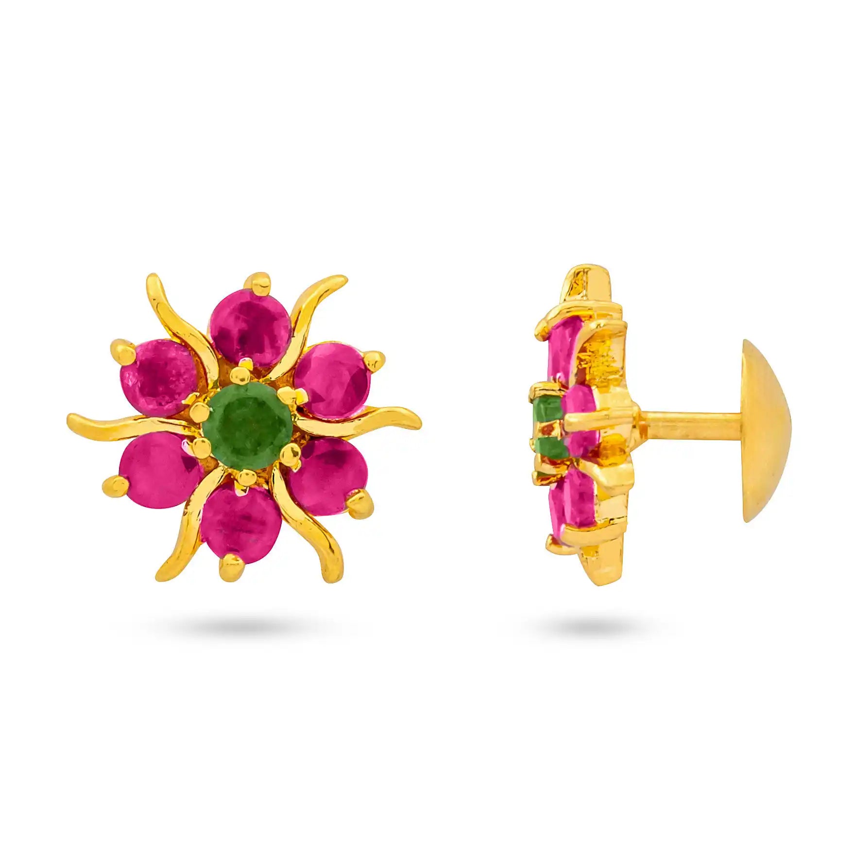 Shop Gold Plated Pearl Stone Stud Set Online | Parakkat Jewels