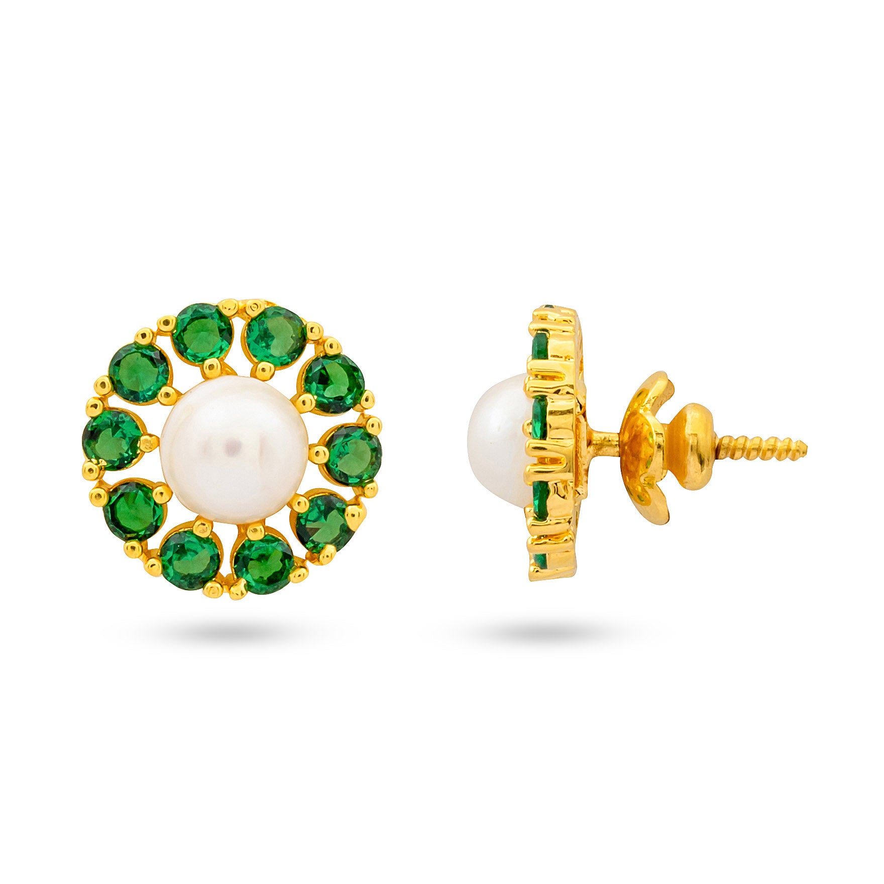Buy Gold Plated Premium Green Pearl Earrings Now | Parakkat Jewels