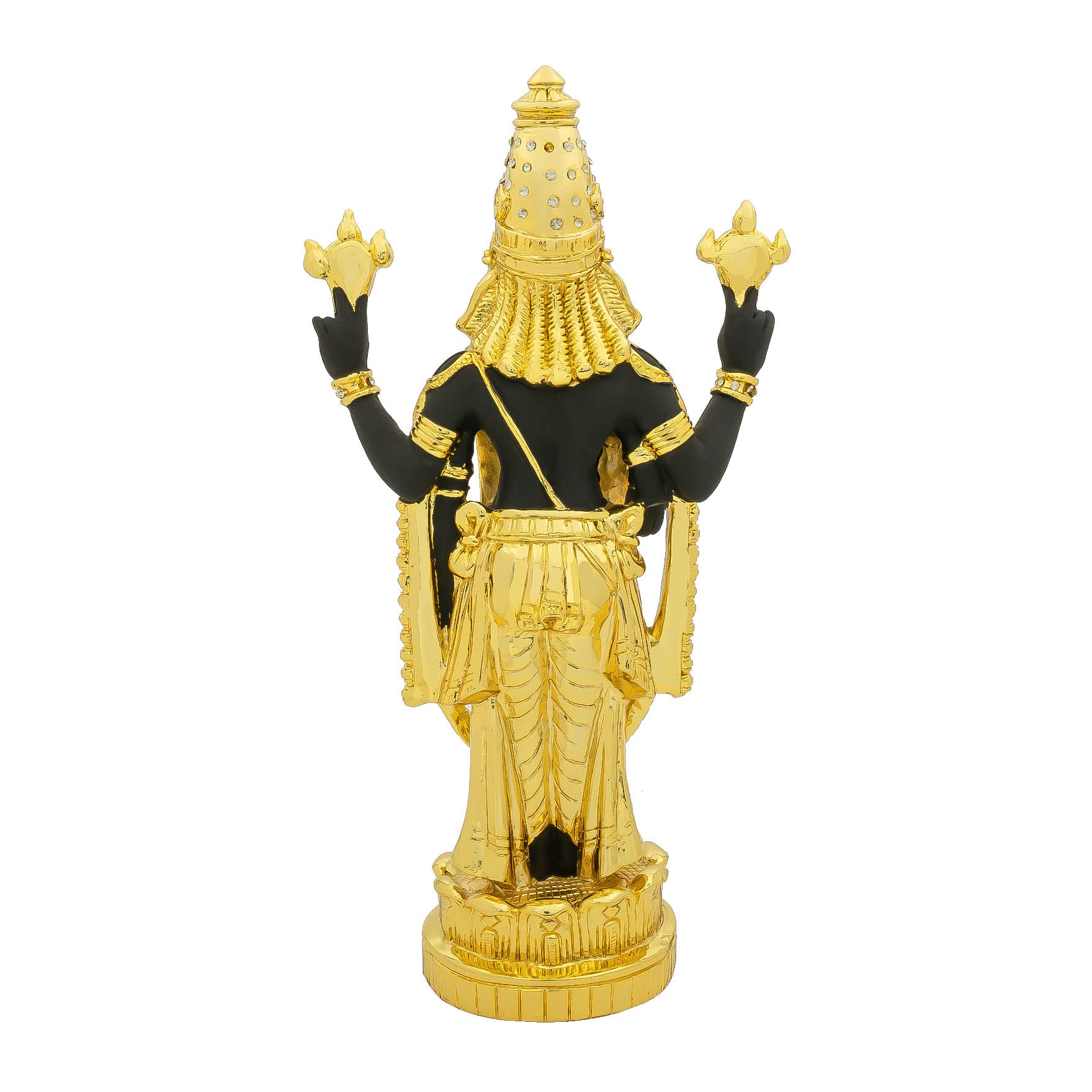 Venkateswara Idol – Traditional Black & Gold Finish – Tirupati Balaji Murti (Hindu Deity Idol) – Home Temple & Festive Decor | PIDRBT5-0012