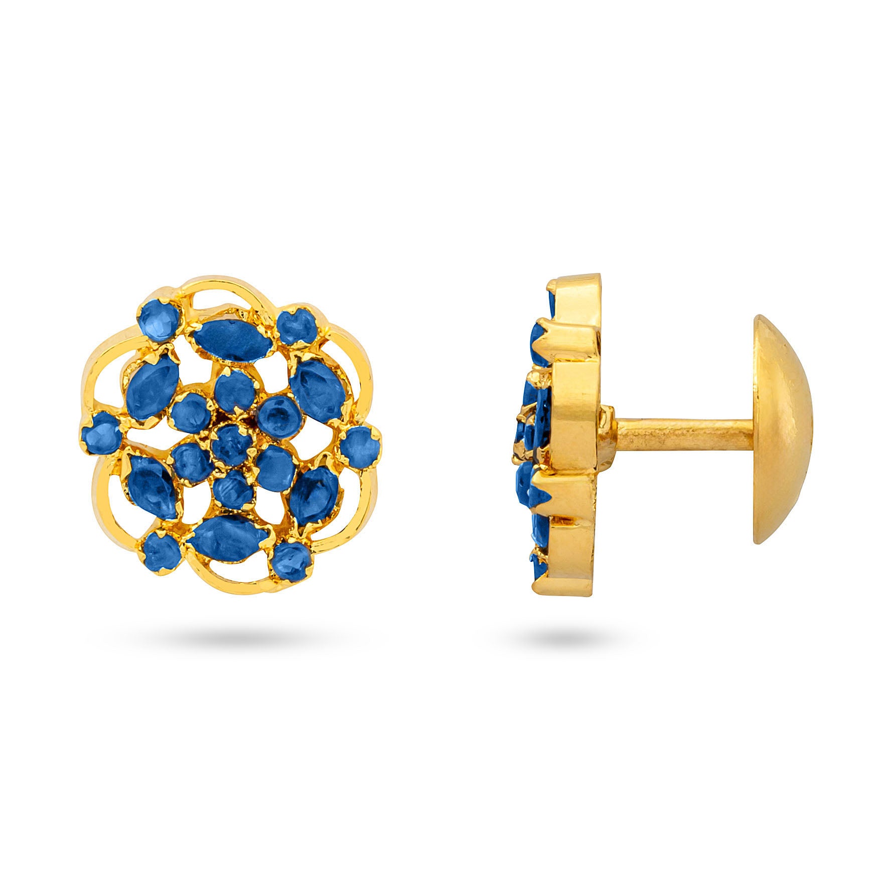 Buy Gold Plated Blue Stone Earrings for Women Online | Parakkat Jewels
