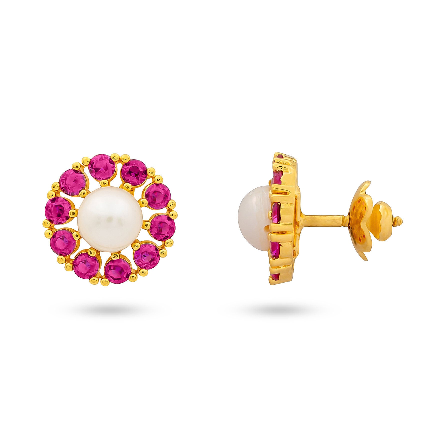 Buy Gold Plated White Stone Earrings | Parakkat Jewels