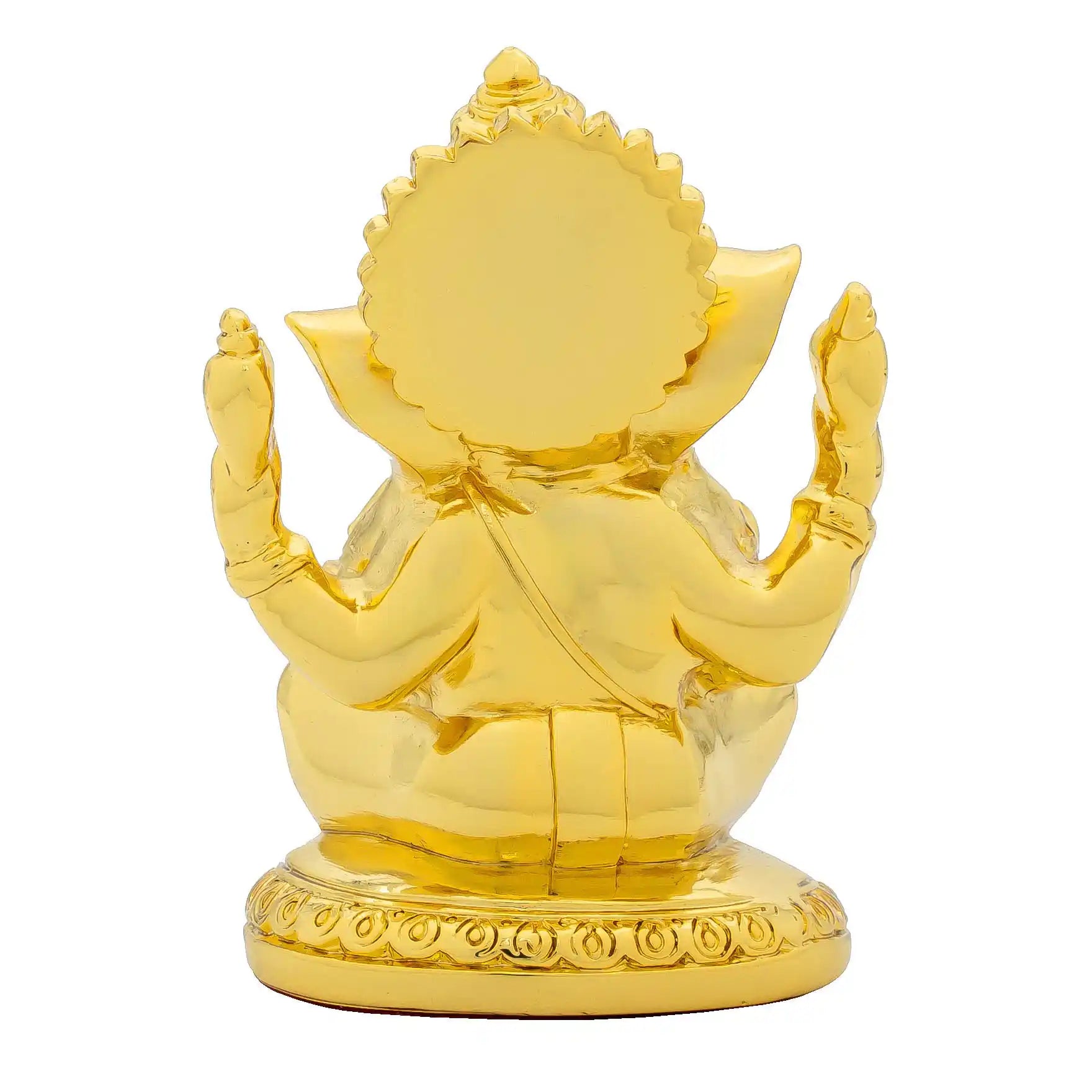 Ganesha Idol – Gold Plated – Ornate Seated Design with Modak & Abhaya Mudra – Vinayaka Murti (Hindu Deity Idol) – Home Temple & Festive Decor | PIDRGG49-003