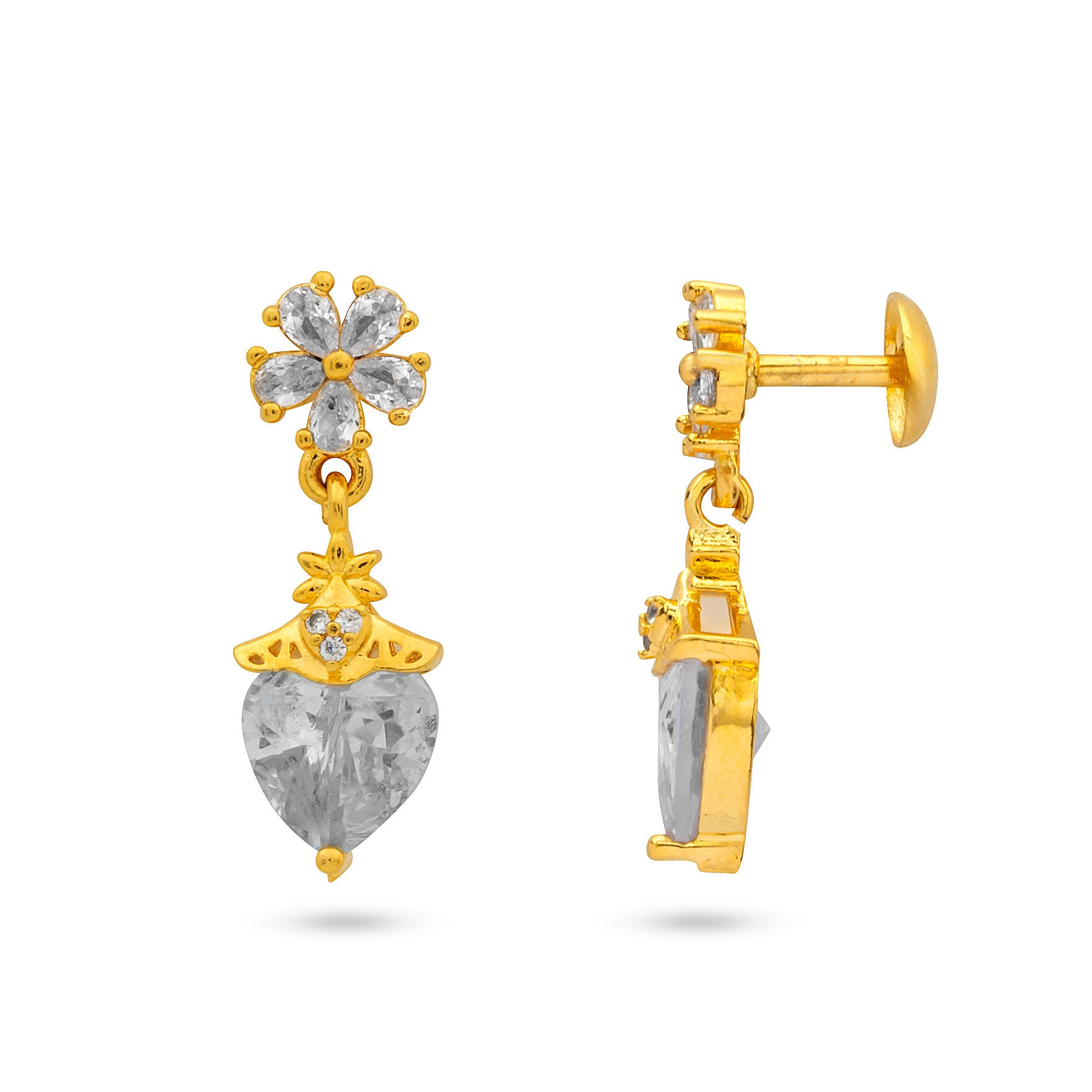 Shop One Gram Gold Plated Hanging Earrings Online | Parakkat Jewels