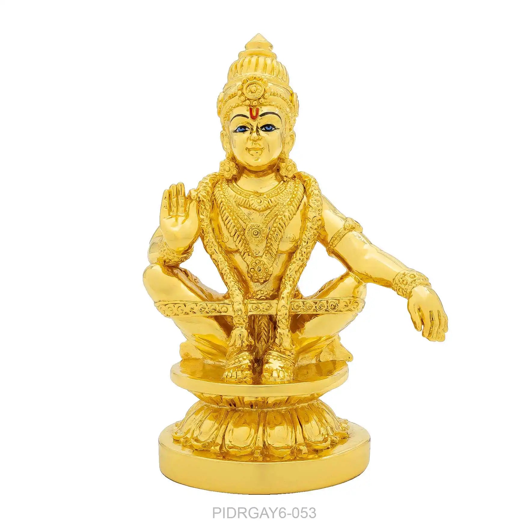 Ayyappa Idol – Seated Yogic Posture with Abhaya Mudra – Swamy Ayyappan Murti (Hindu Deity Idol) – Home Temple & Festive Decor |PIDRGAY6-053