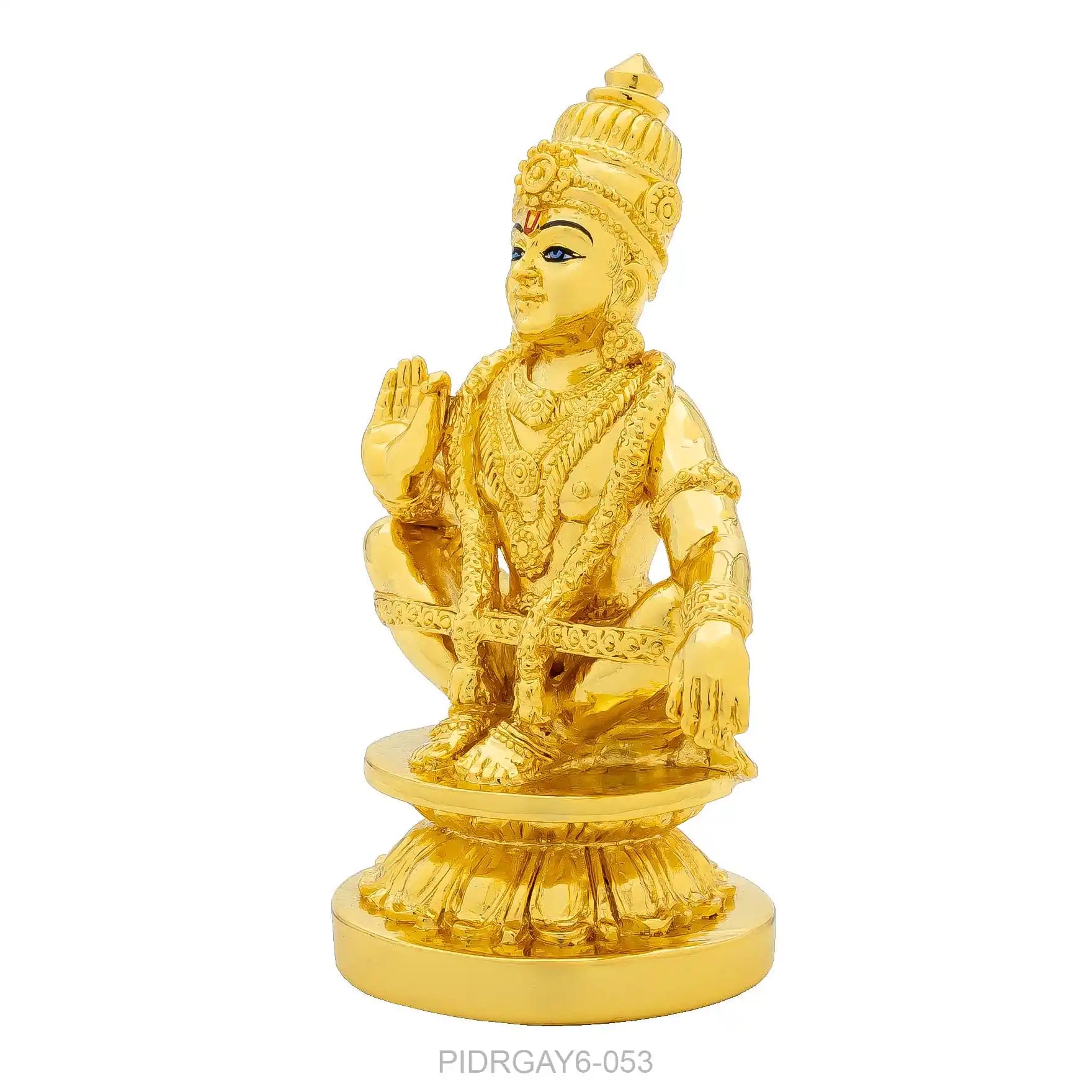 Ayyappa Idol – Seated Yogic Posture with Abhaya Mudra – Swamy Ayyappan Murti (Hindu Deity Idol) – Home Temple & Festive Decor |PIDRGAY6-053