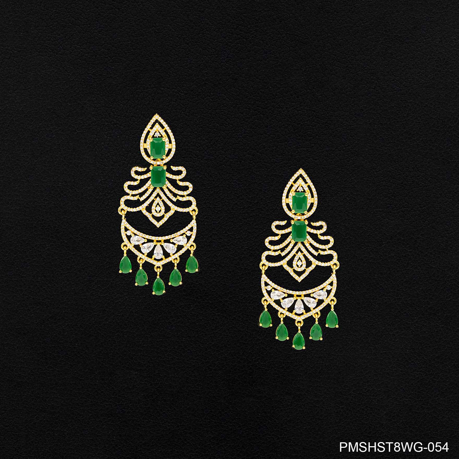 Gold Plated Hanging Stone Earrings | Parakkat Jewels