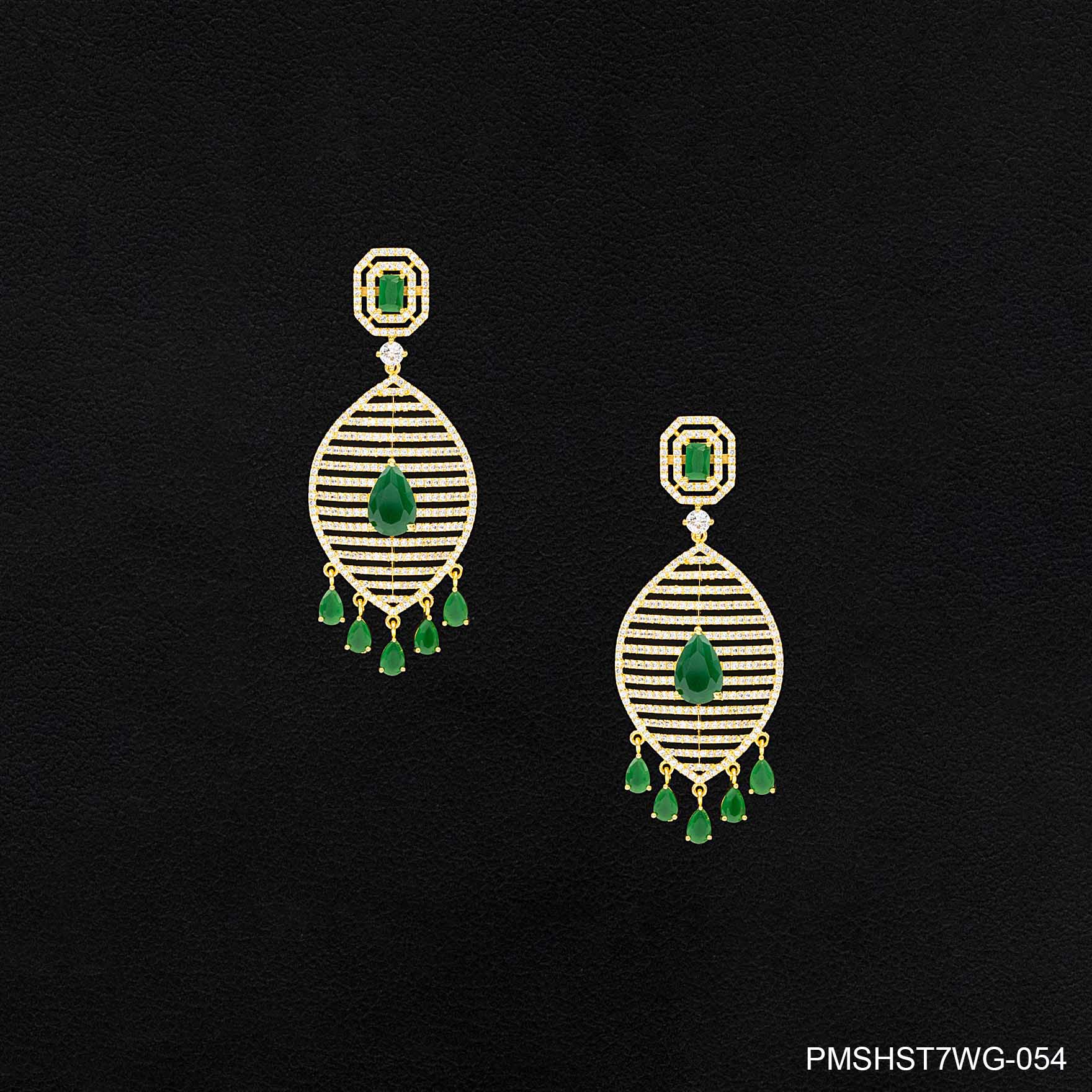 Latest Gold Plated Green Stone Earrings | Parakkat Jewels