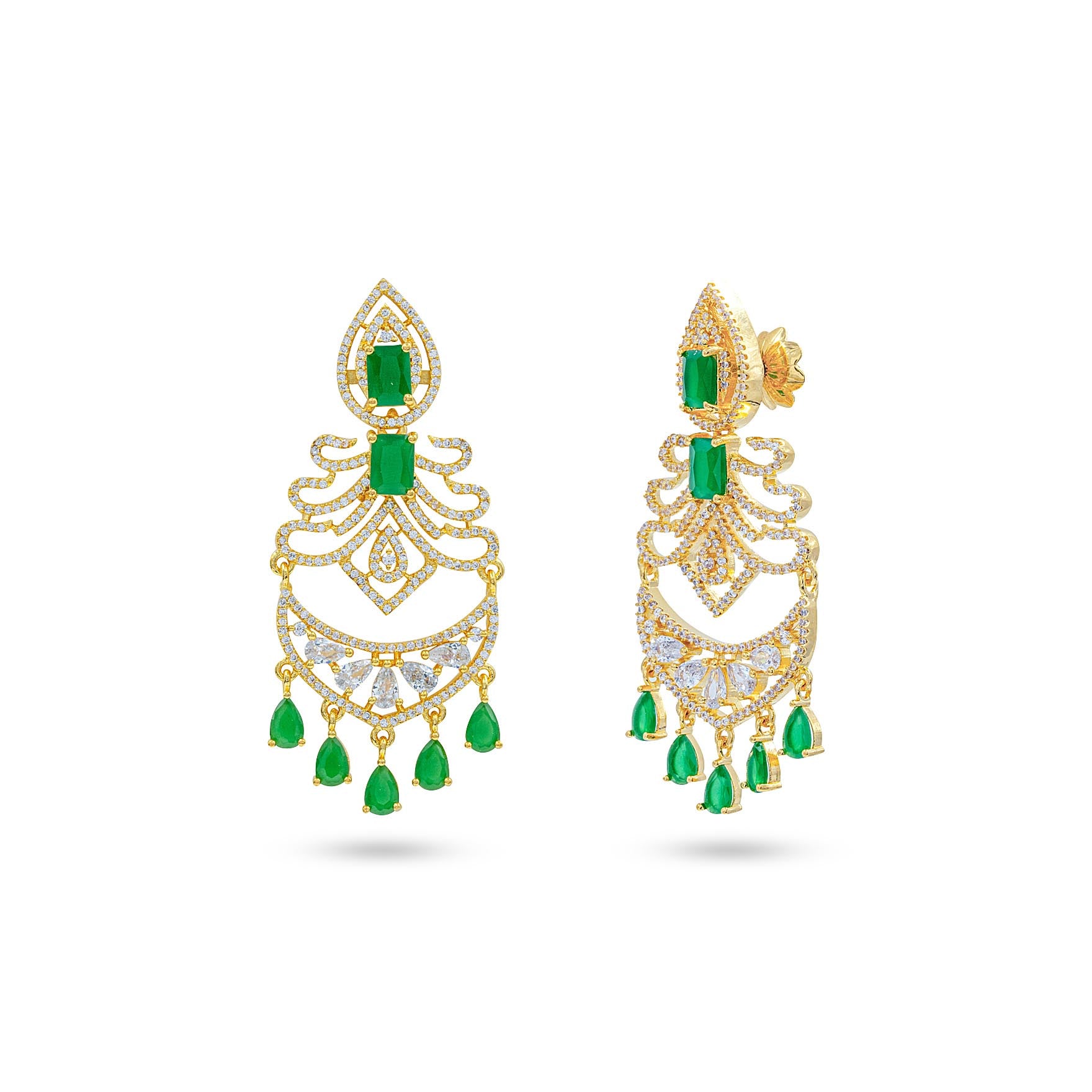 Latest Gold Plated Hanging Stone Earrings | Parakkat Jewels