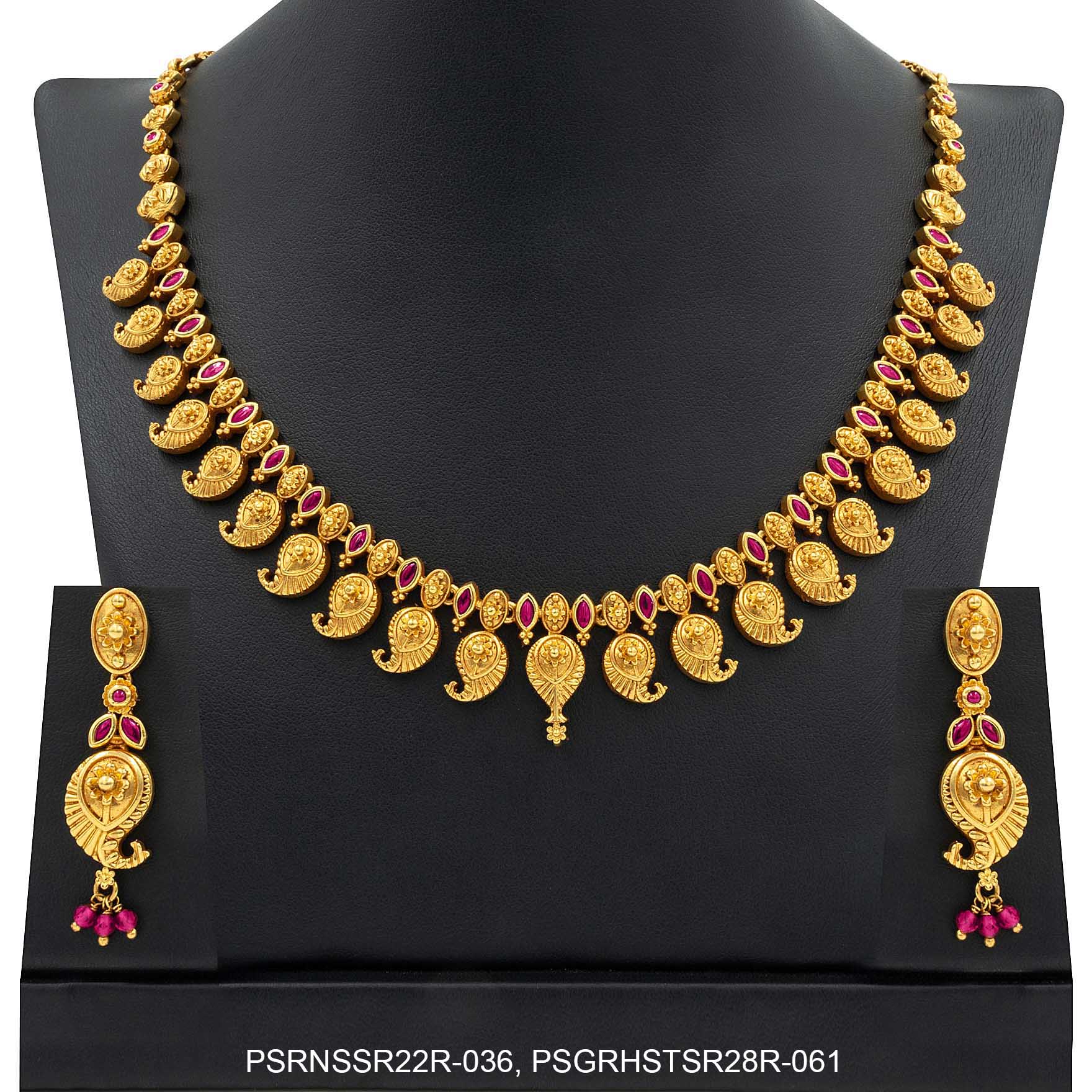 SRESHTA COLLECTION GERU NECKLACE WITH EARRING PSGRNSSR22R-036,PSGRHSTSR28R-061