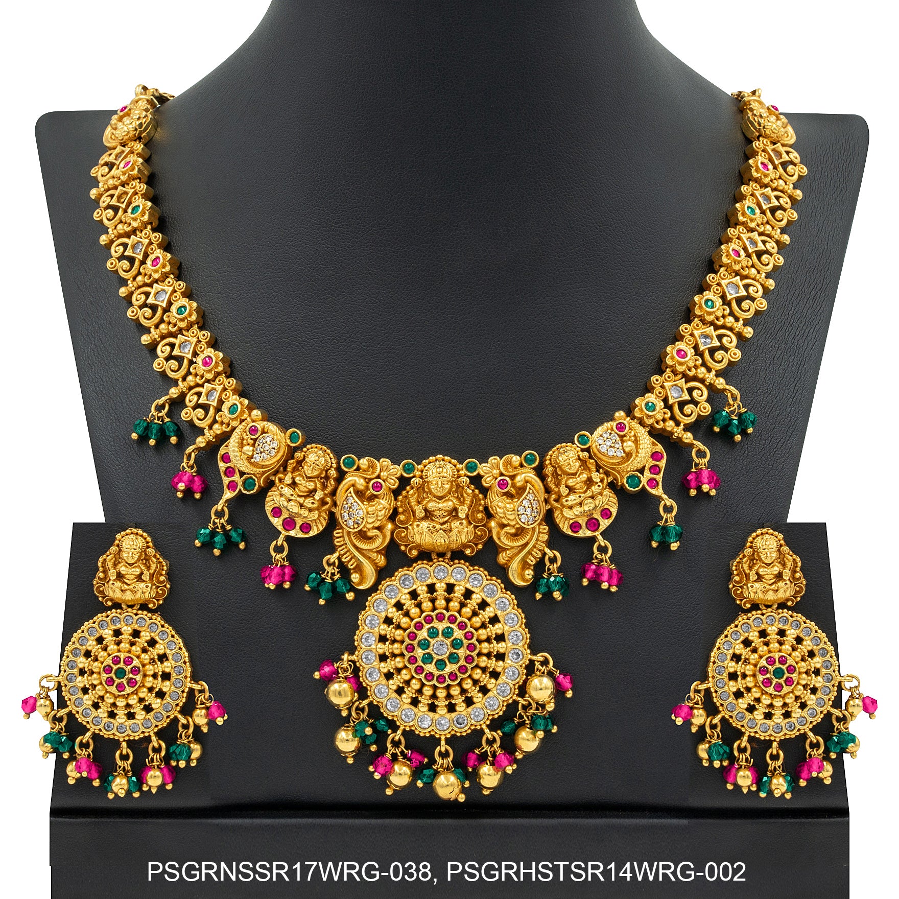 SRESHTA COLLECTION GERU NECKLACE WITH EARRING PSGRNSSR17WRG-038,PSGRHSTSR14WRG-002