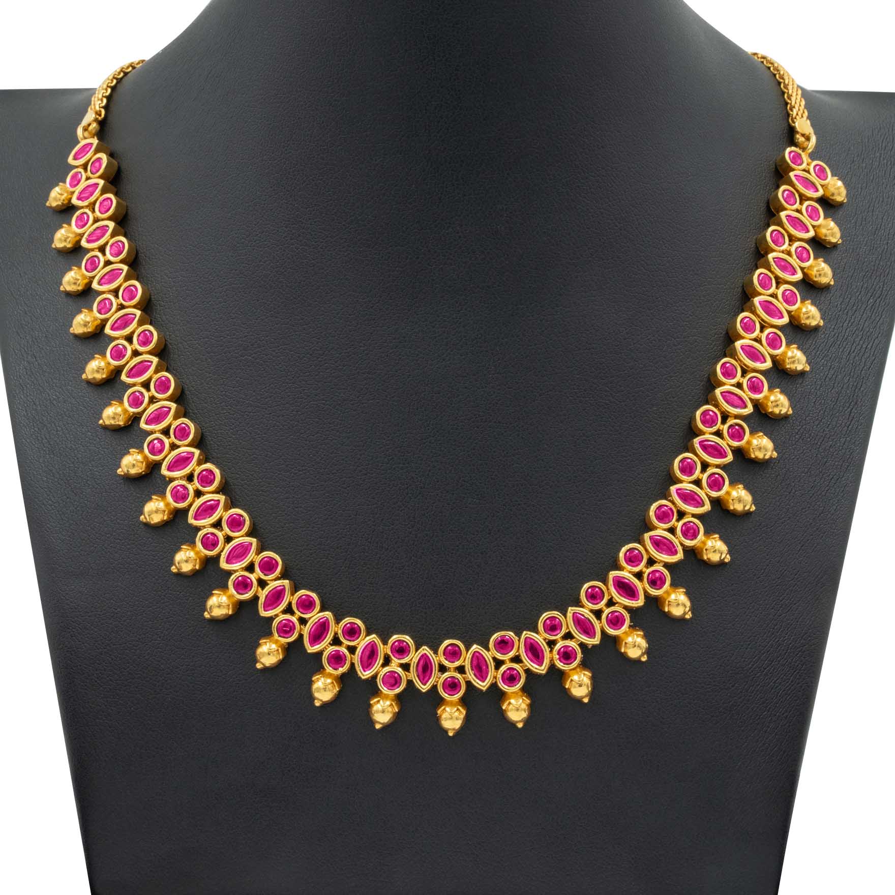 SRESHTA COLLECTION GERU NECKLACE WITH EARRING PSGRNSSR35R-035,PSGRJSTSR29R-033