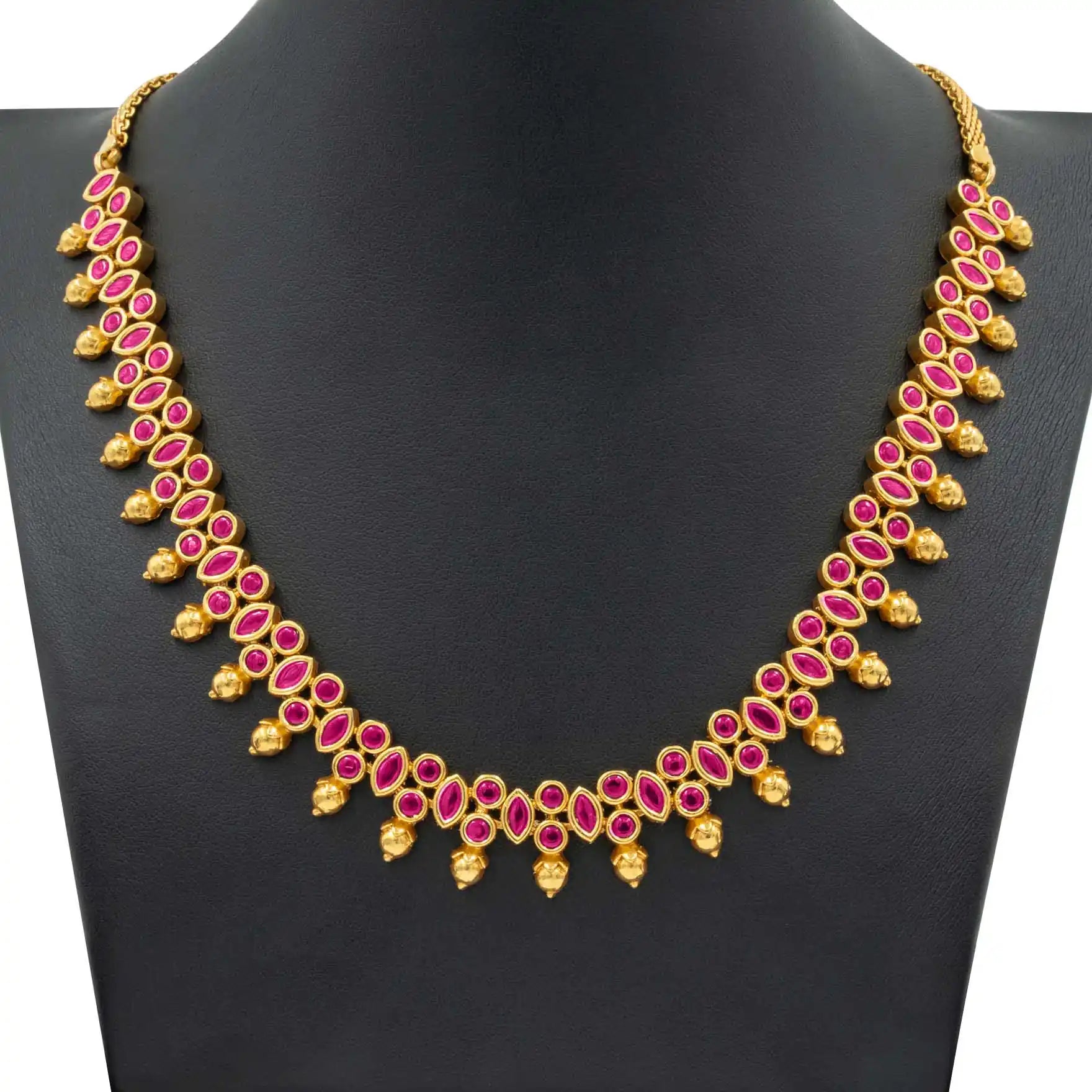 SRESHTA COLLECTION GERU NECKLACE WITH EARRING PSGRNSSR35R-035,PSGRJSTSR29R-033