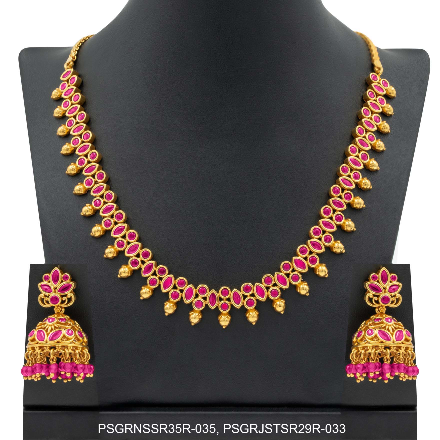 SRESHTA COLLECTION GERU NECKLACE WITH EARRING PSGRNSSR35R-035,PSGRJSTSR29R-033