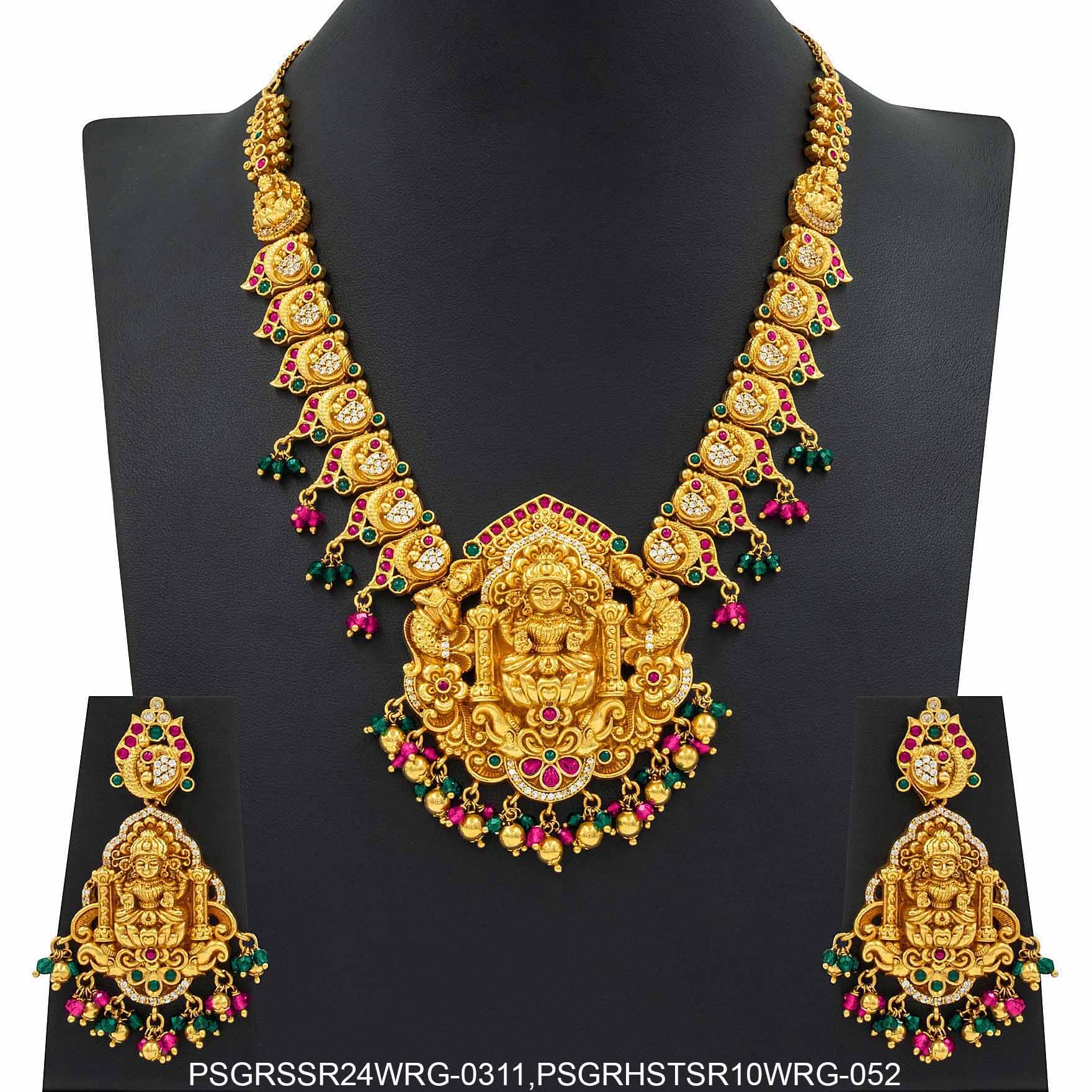 SRESHTA COLLECTION GERU NECKLACE WITH EARRING PSGRSSR24WRG-0311,PSGRHSTSR10WRG-052