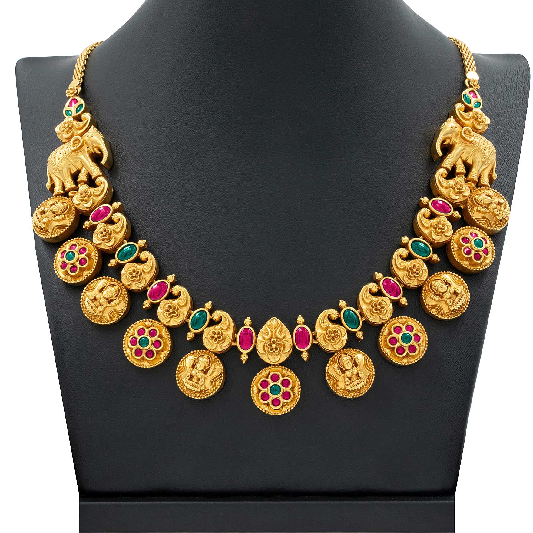 SRESHTA COLLECTION GERU NECKLACE WITH EARRING PSGRNSSR28RG-039,PSGRJSTSR58RG-083