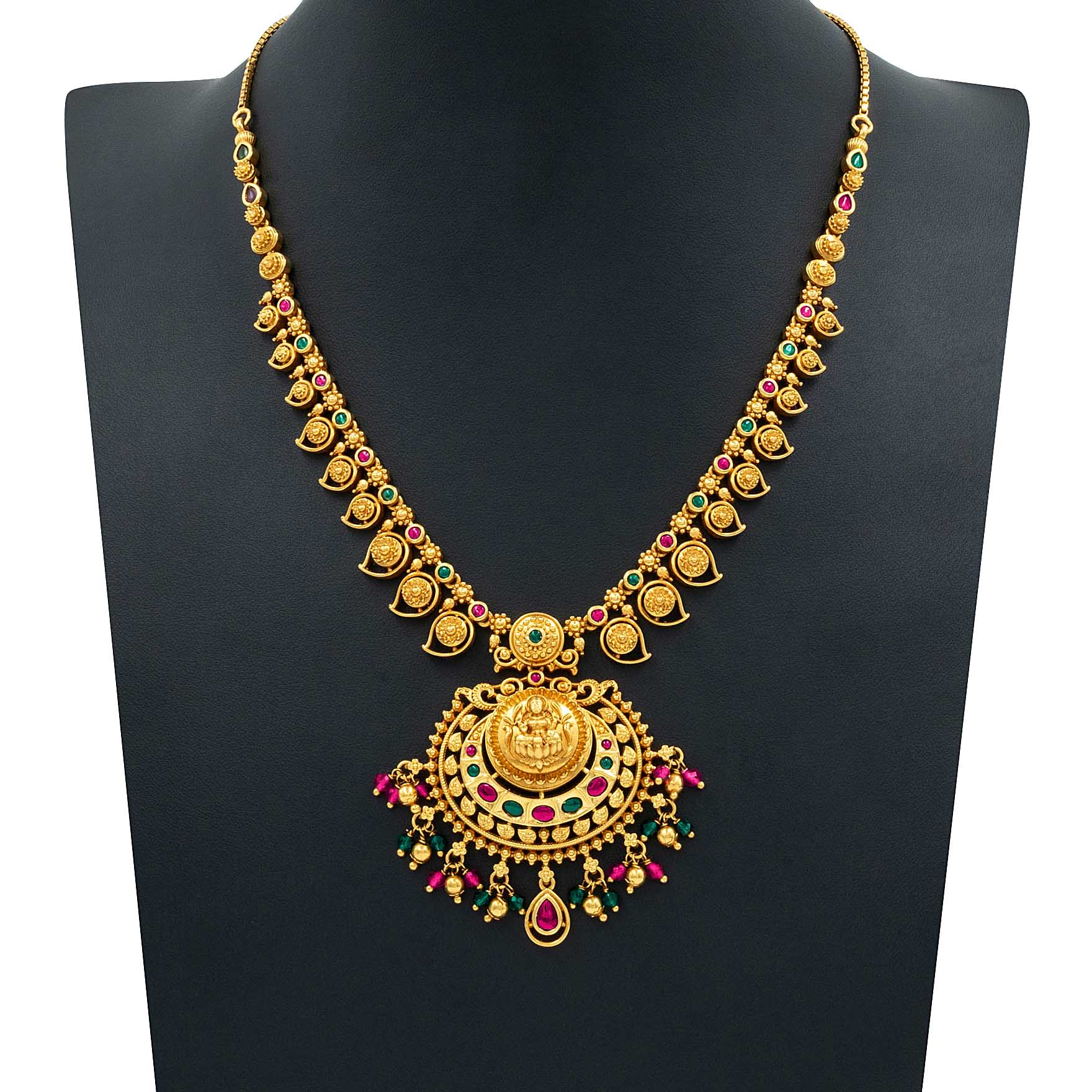 SRESHTA COLLECTION GERU NECKLACE WITH EARRING PSGRNSSR12RG-086, PSGRHSTSR5RG-022