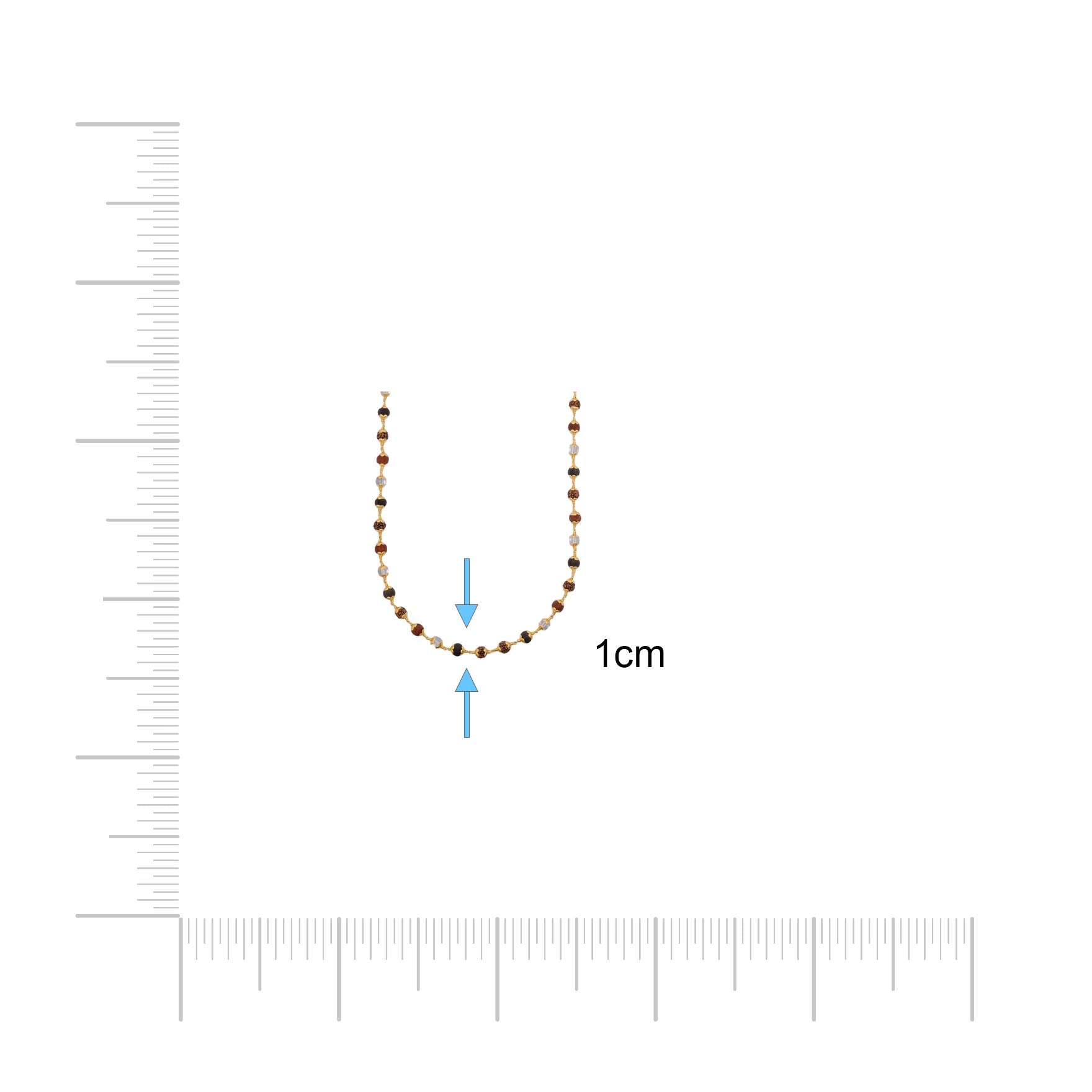 Rudraksha Spadikam Red Sandal Karungali Mala – Spiritual Healing Golden Stone Chain PRUCS2-007