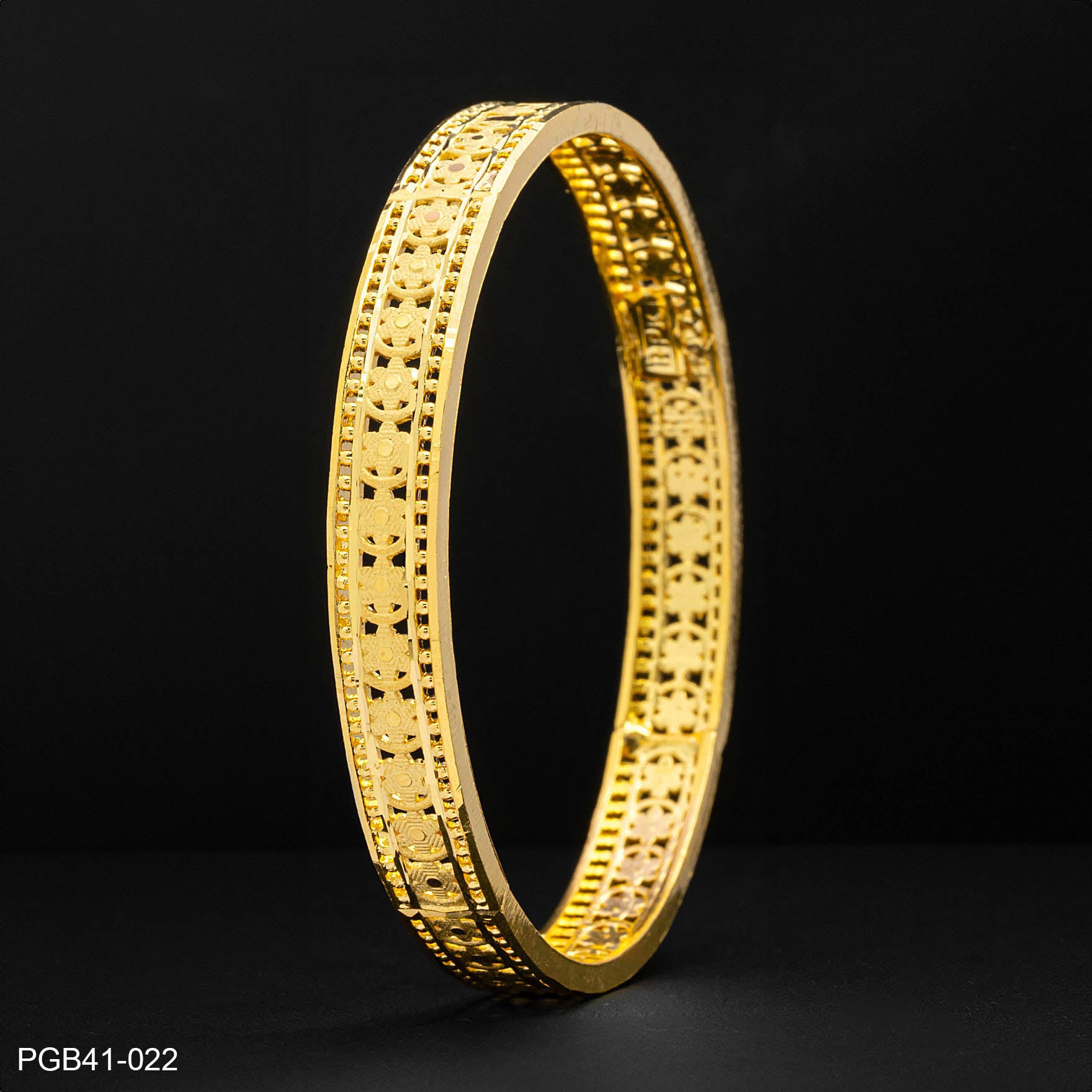 24ct Heavy Gold Layered Boho Style Bangle PGB41-022