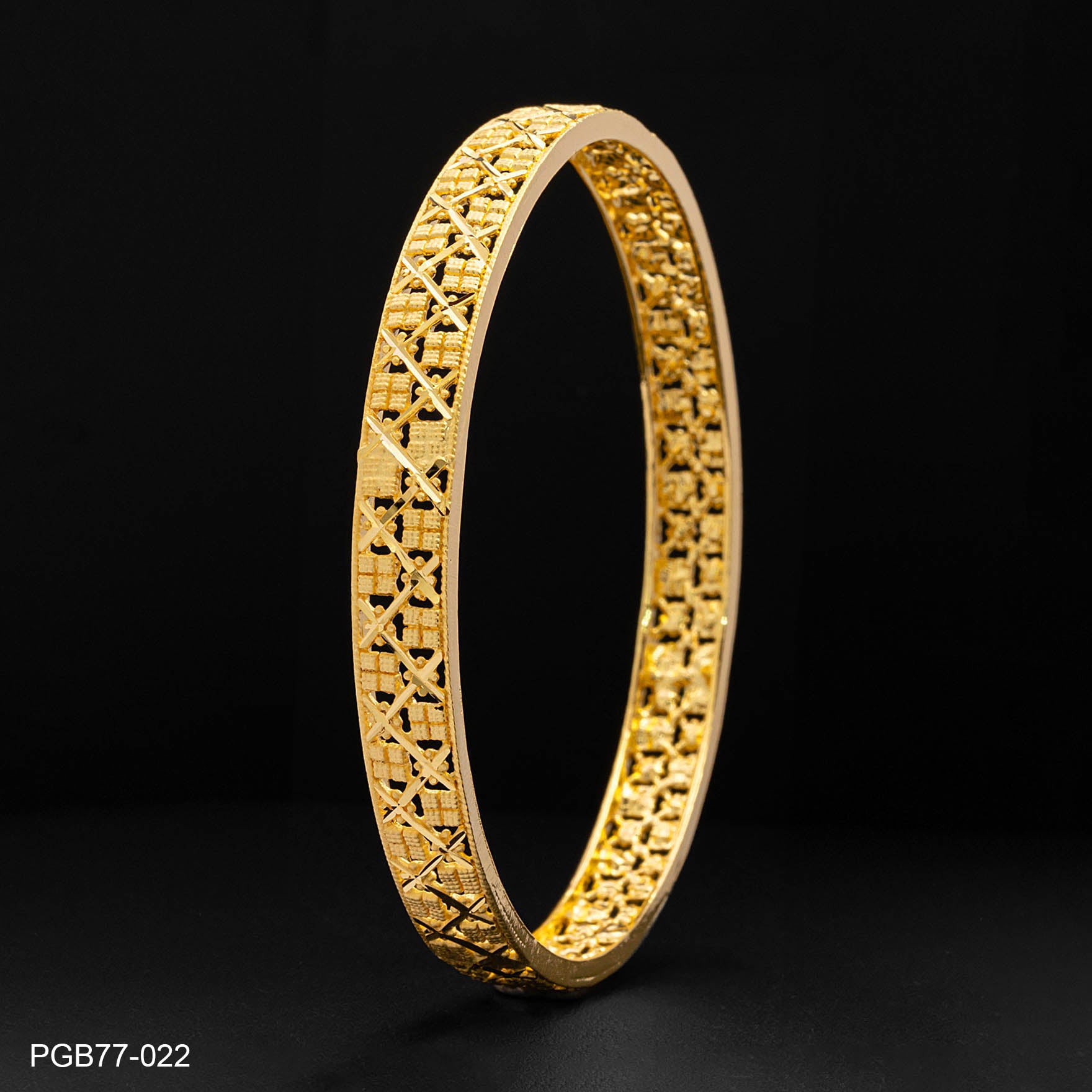 24ct Heavy Gold Layered Boho Style Bangle PGB77-022