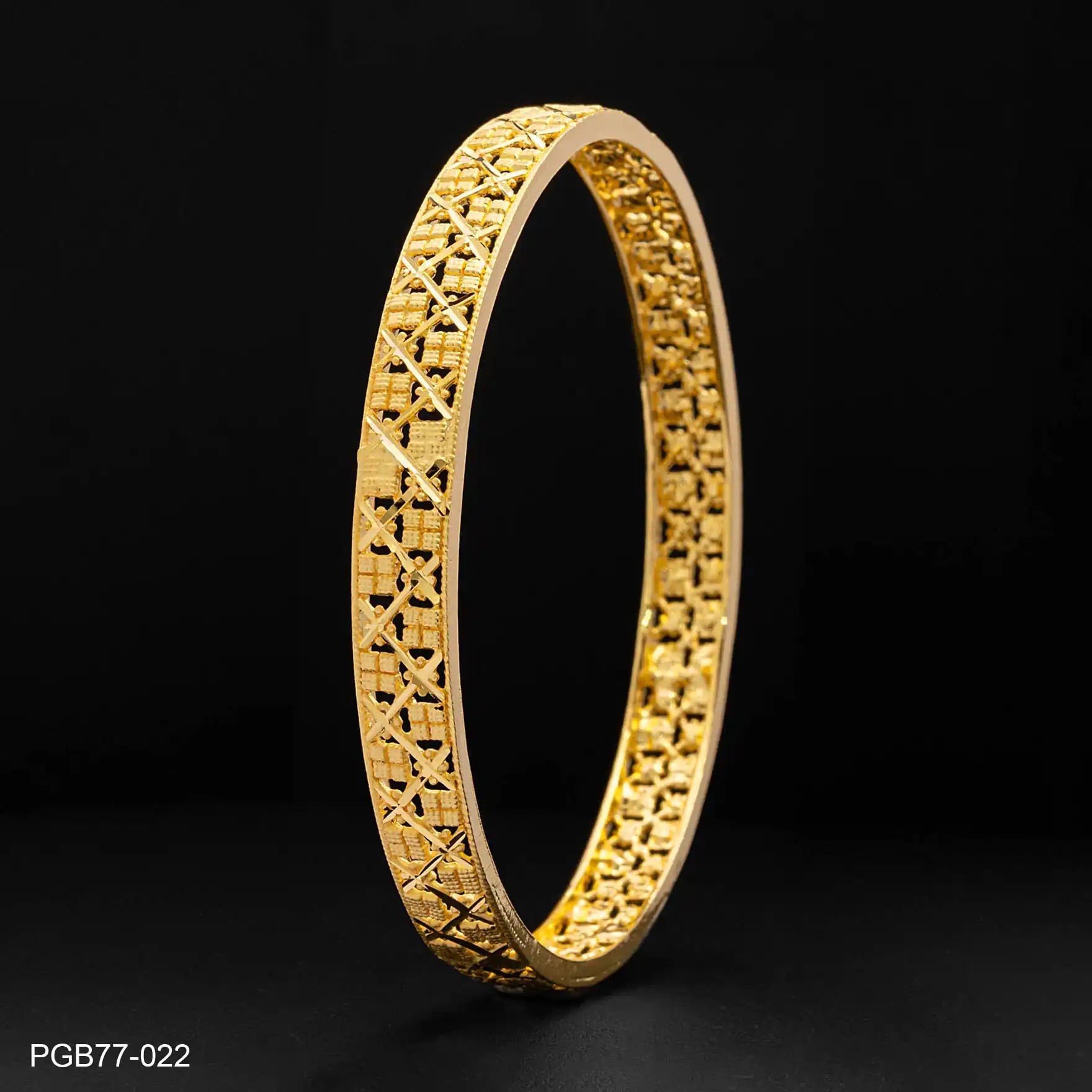24ct Heavy Gold Layered Boho Style Bangle PGB77-022