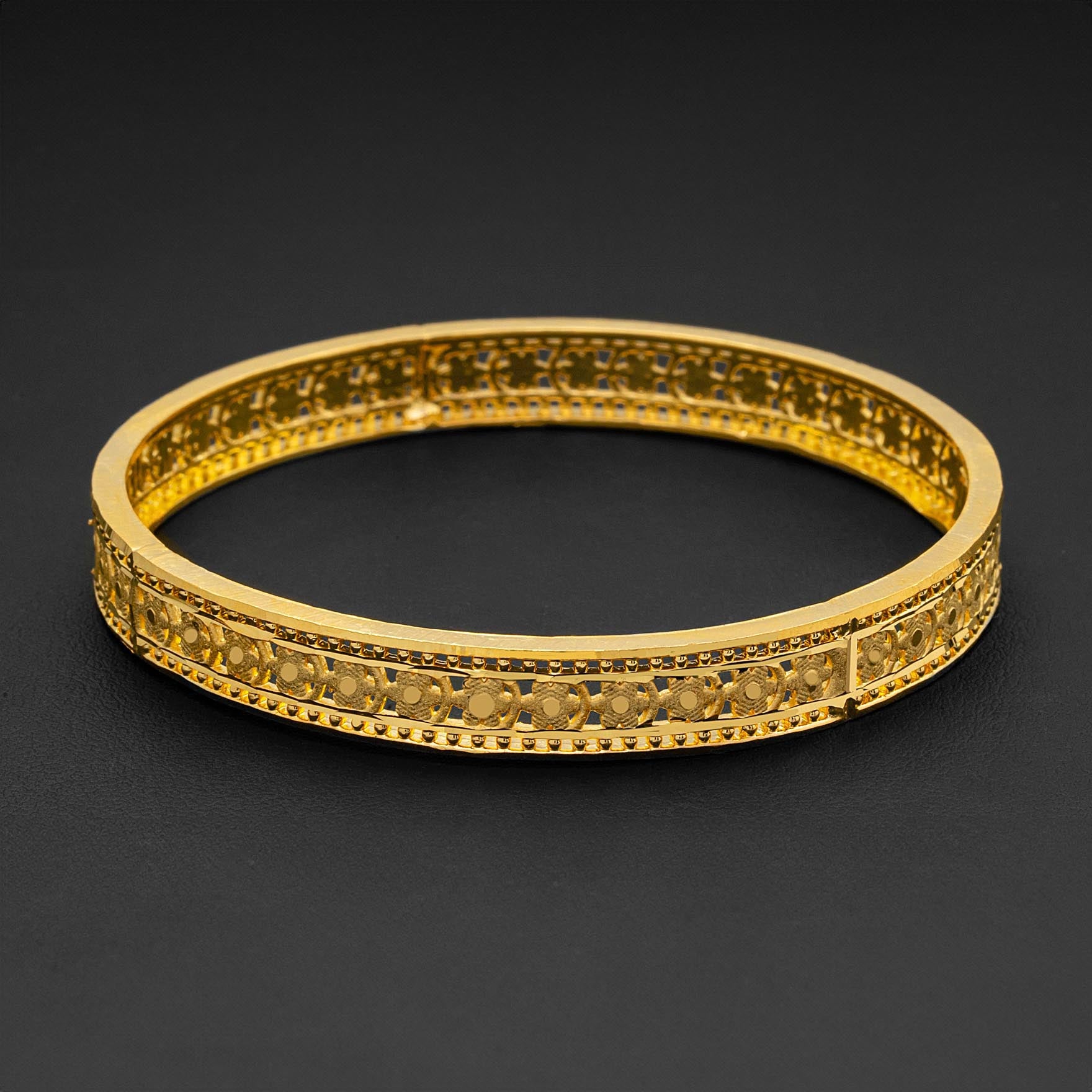 24ct Heavy Gold Layered Boho Style Bangle PGB41-022
