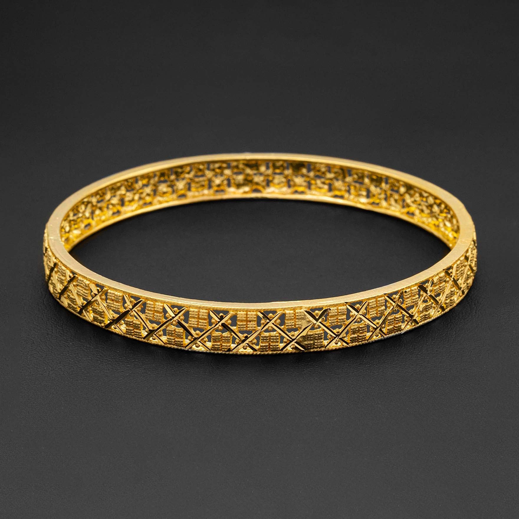 24ct Heavy Gold Layered Boho Style Bangle PGB77-022