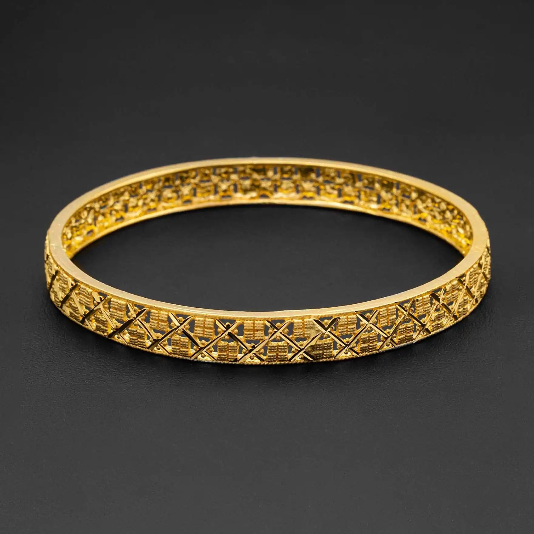24ct Heavy Gold Layered Boho Style Bangle PGB77-022