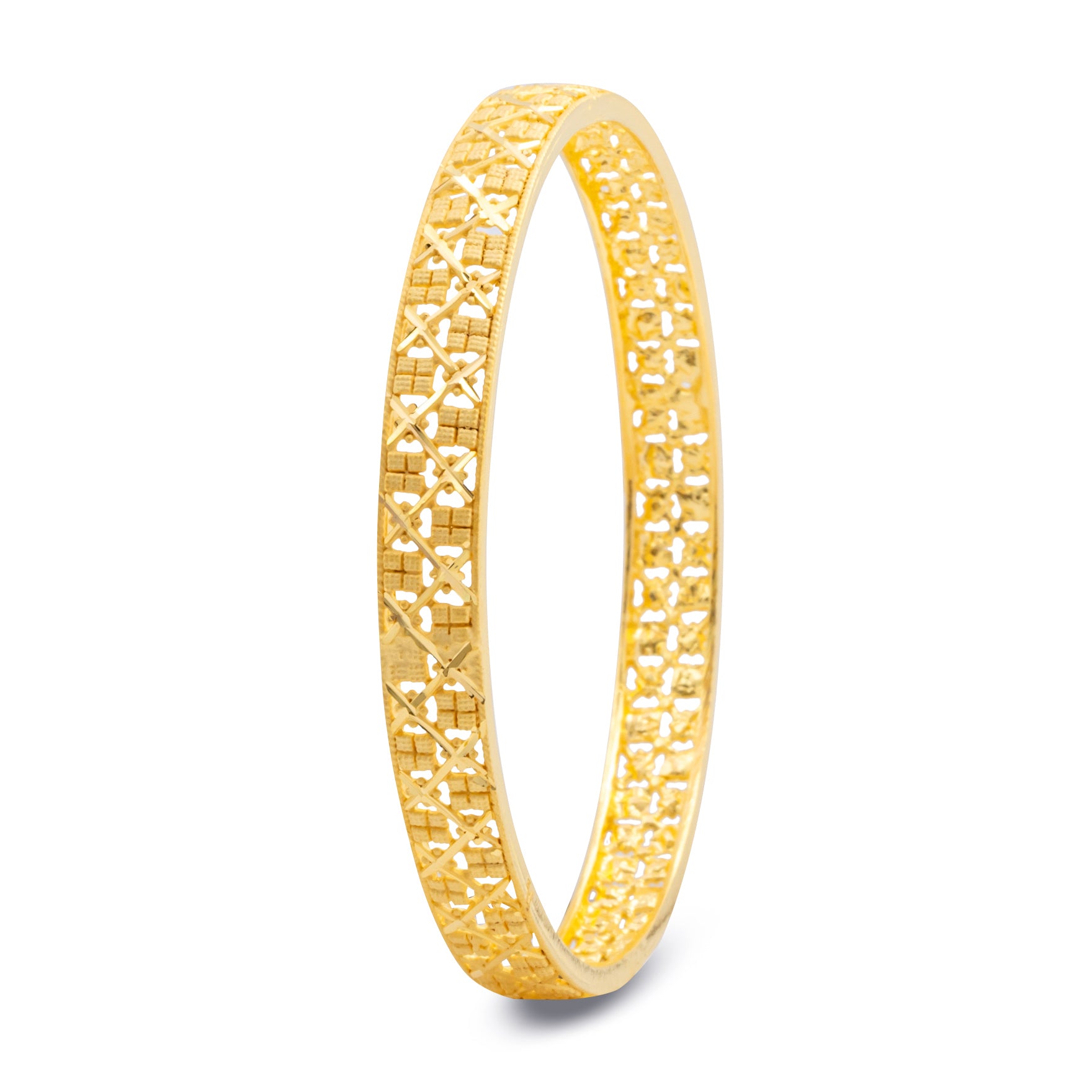 24ct Heavy Gold Layered Boho Style Bangle PGB77-022