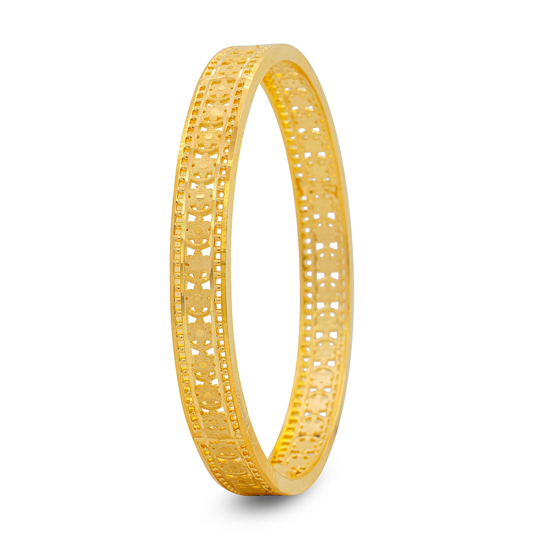 24ct Heavy Gold Layered Boho Style Bangle PGB41-022