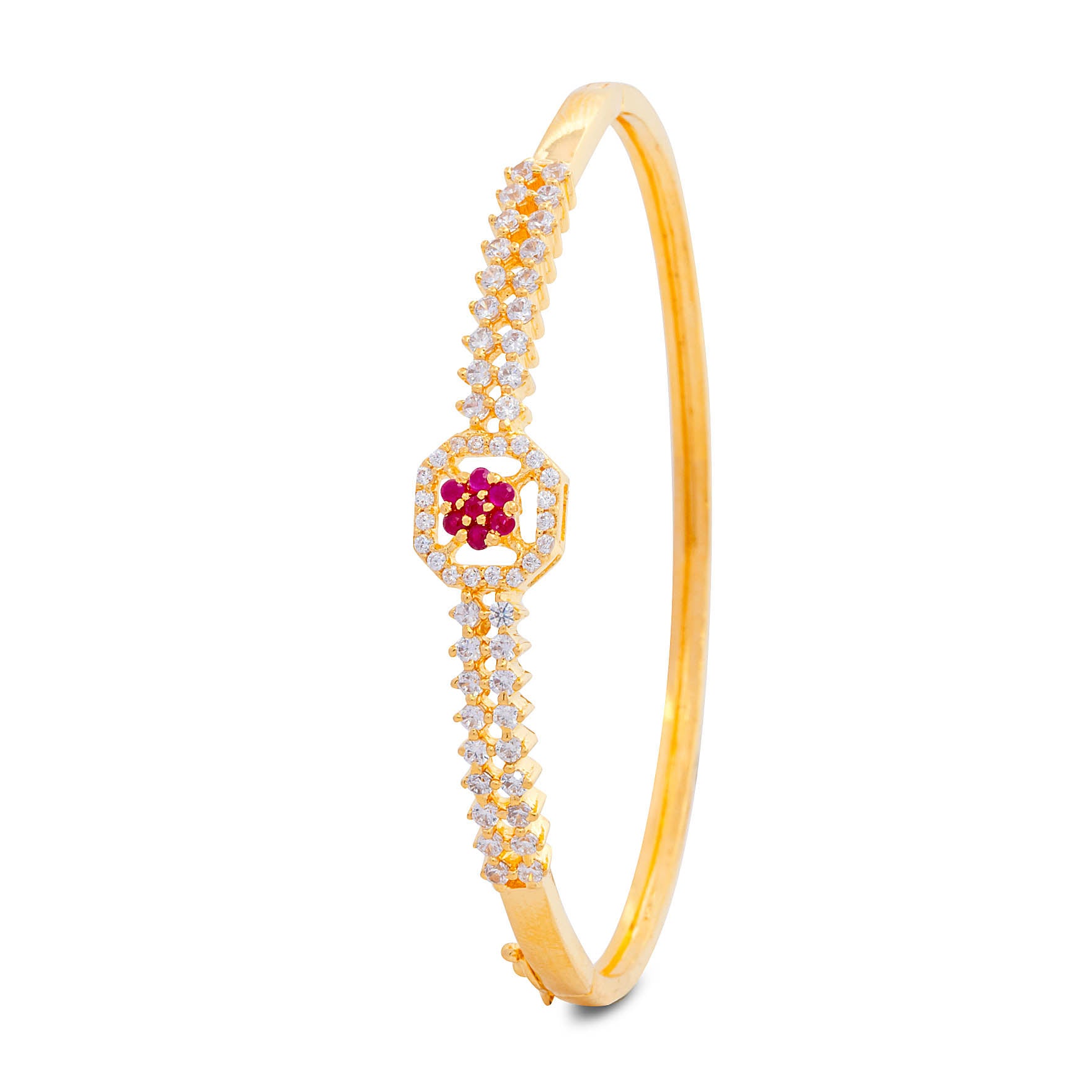 24ct Heavy Gold Layered Stone Bracelet Bangle PSBRB31WR-002