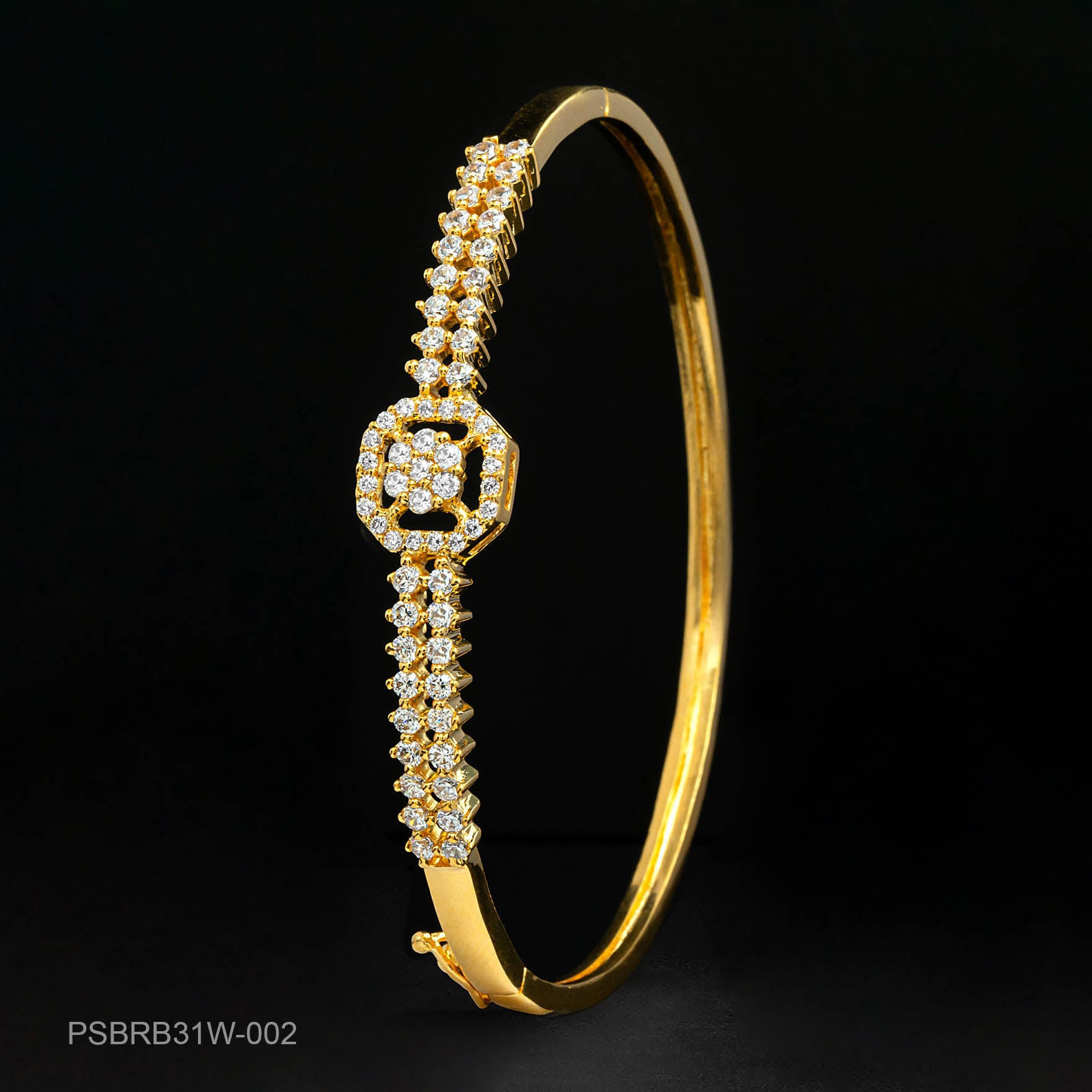 24ct Heavy Gold Layered Stone Bracelet Bangle PSBRB31W-002