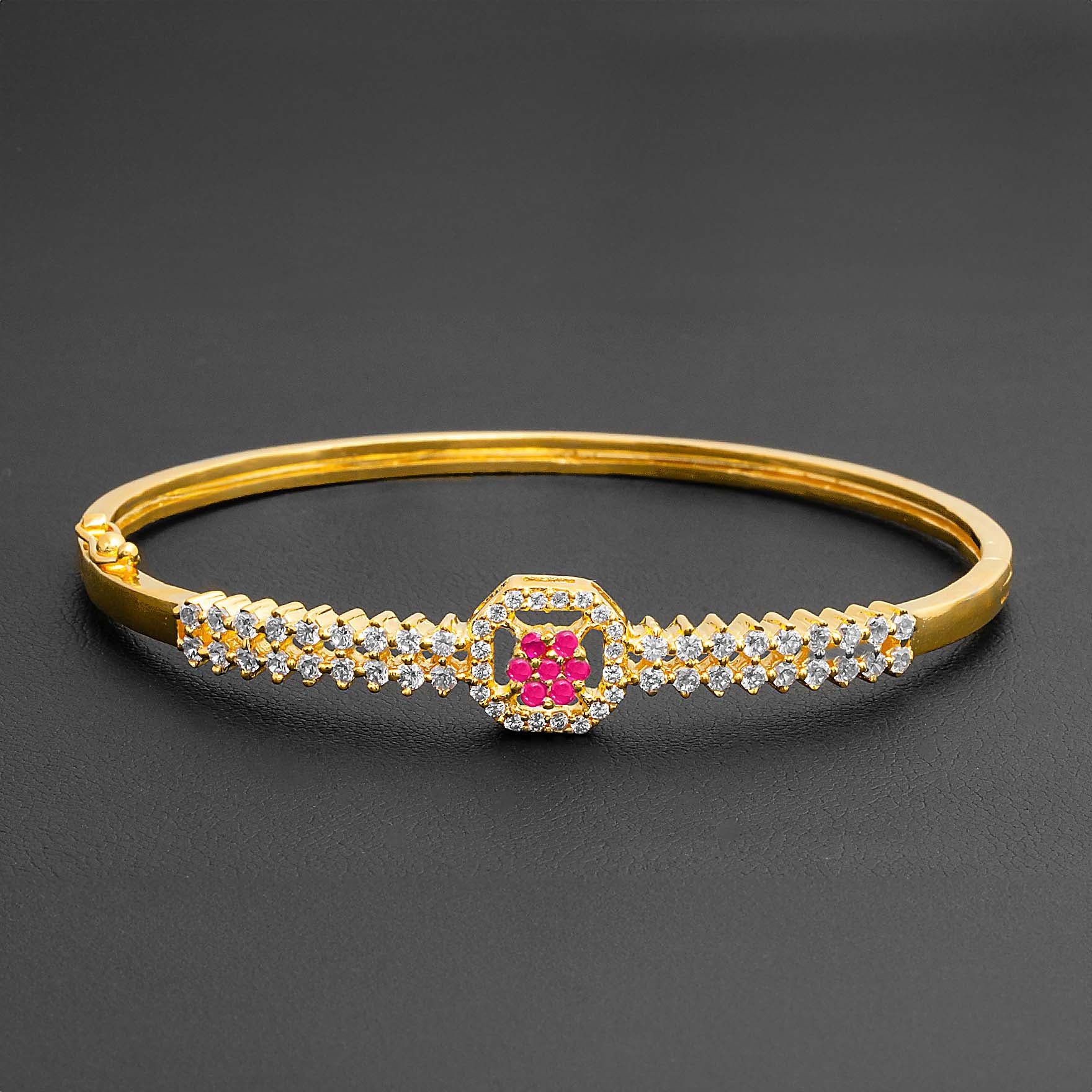 24ct Heavy Gold Layered Stone Bracelet Bangle PSBRB31WR-002